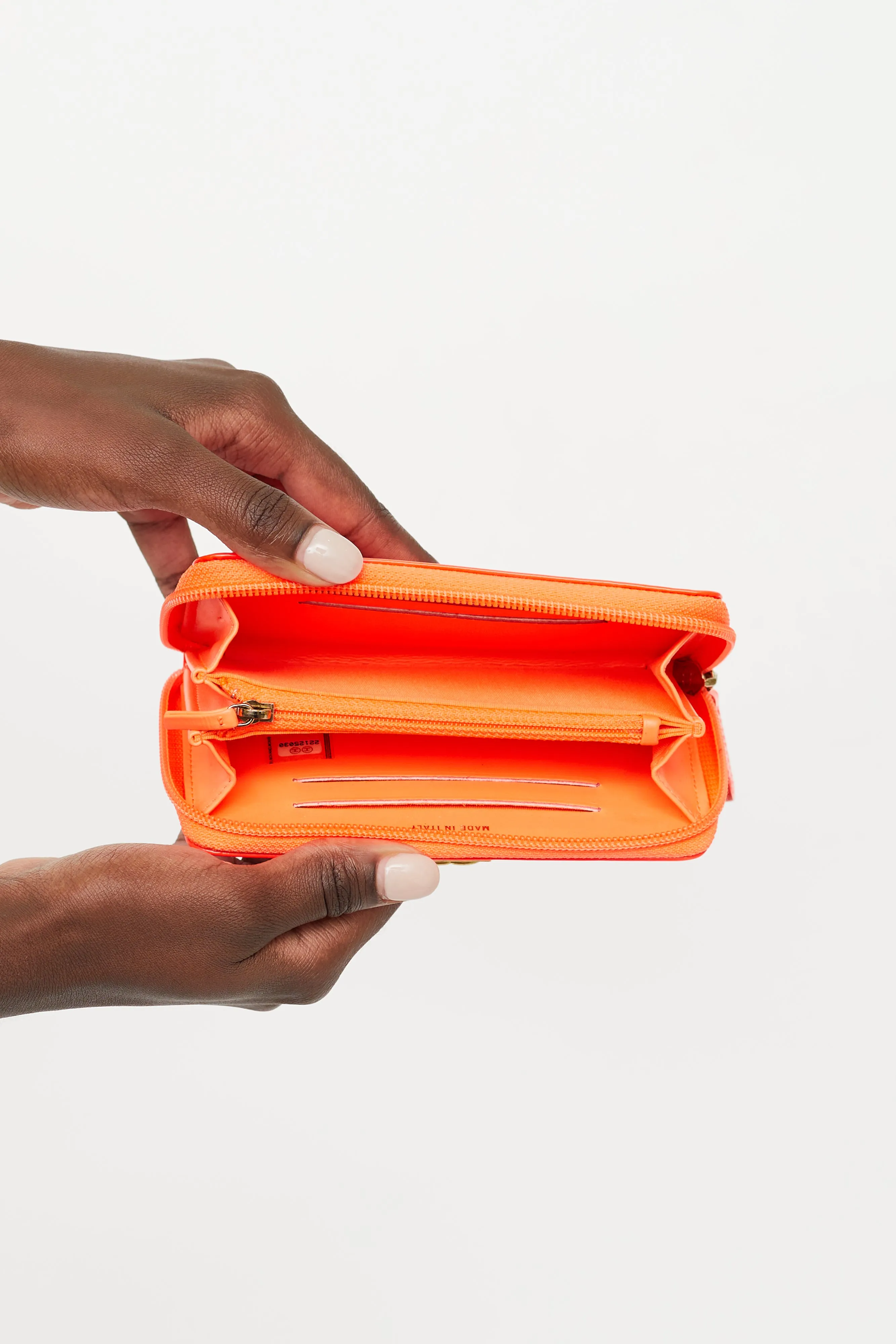 2016 Neon Orange Patent Zip Wallet