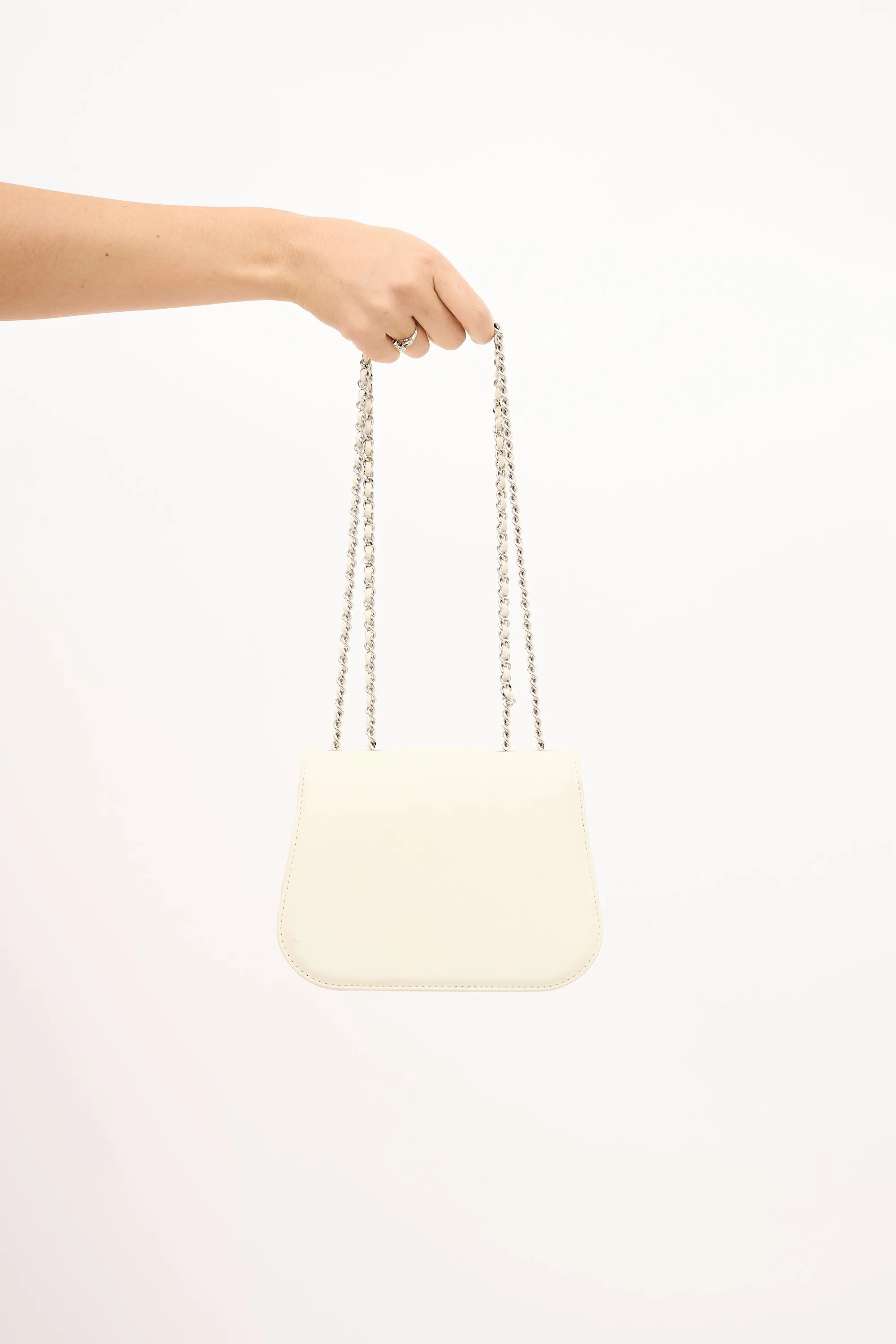 2017 Cream Leather Braided Chic Flap Bag