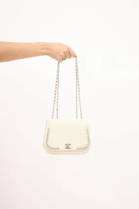 2017 Cream Leather Braided Chic Flap Bag