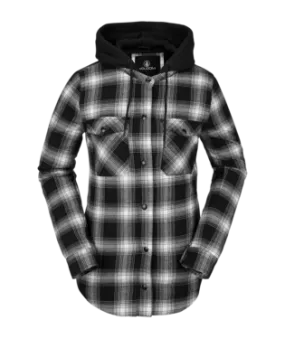 21/22 Volcom Womens Hooded Flannel Jacket Black