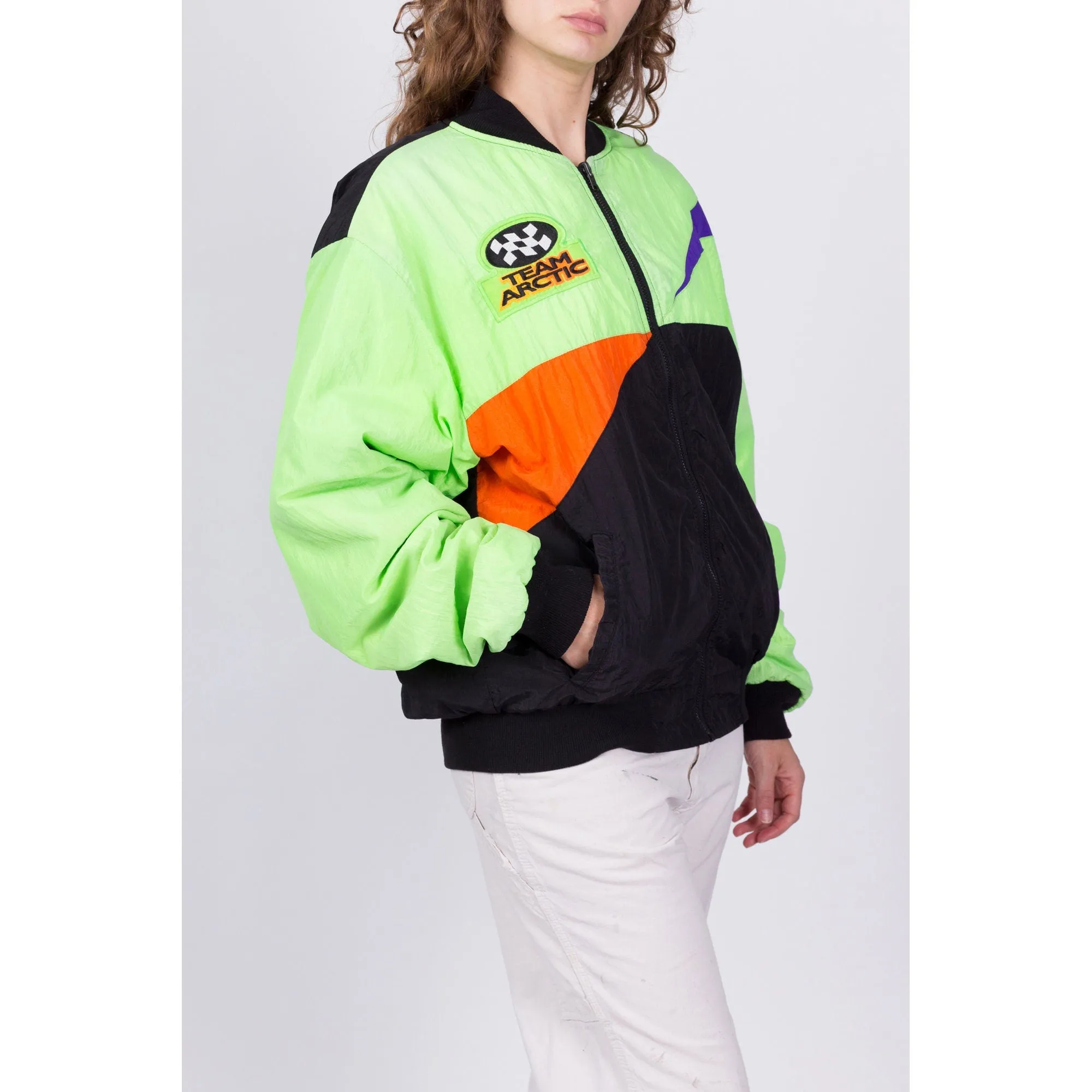80s Neon Color Block Arcticwear Racing Jacket - Men's Large