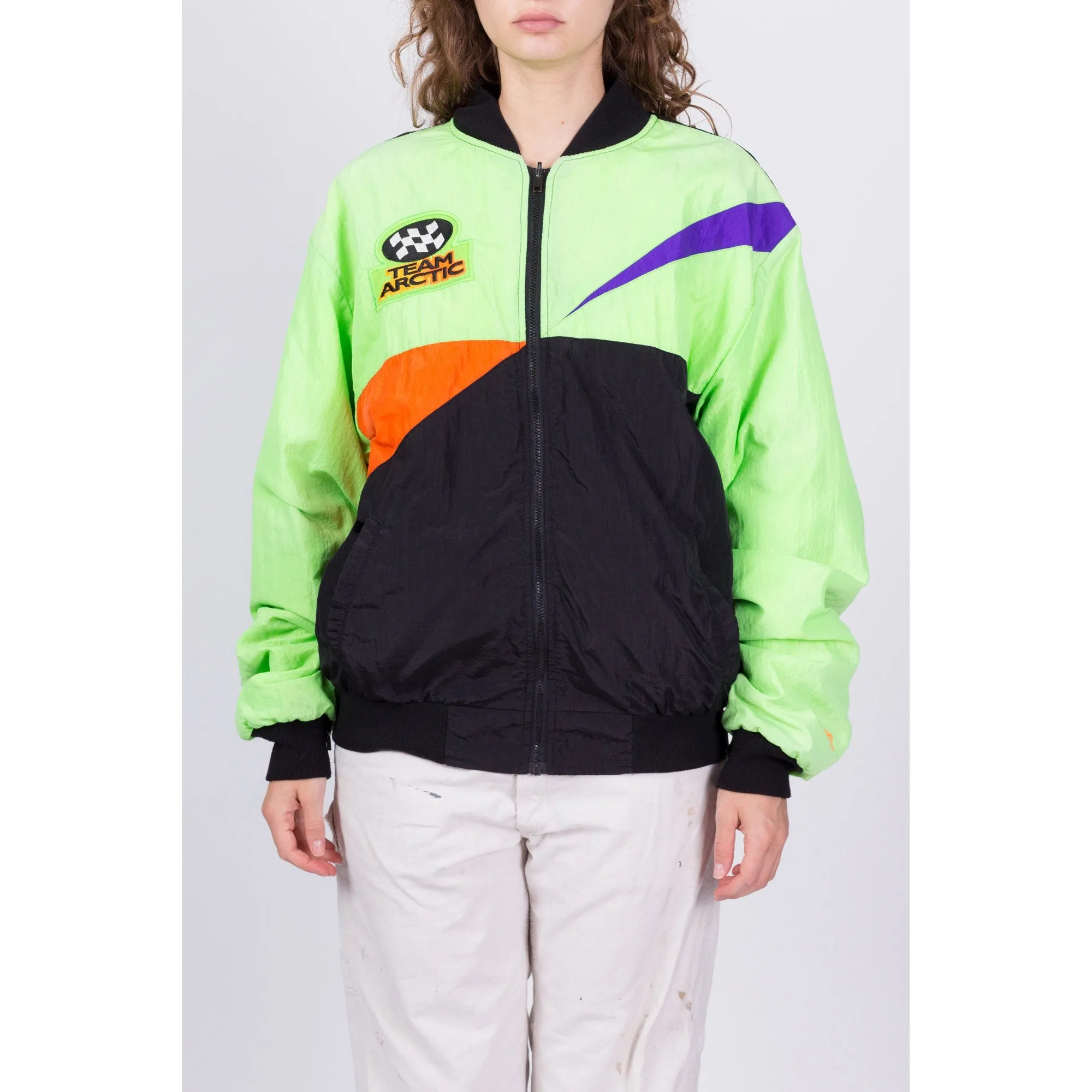80s Neon Color Block Arcticwear Racing Jacket - Men's Large