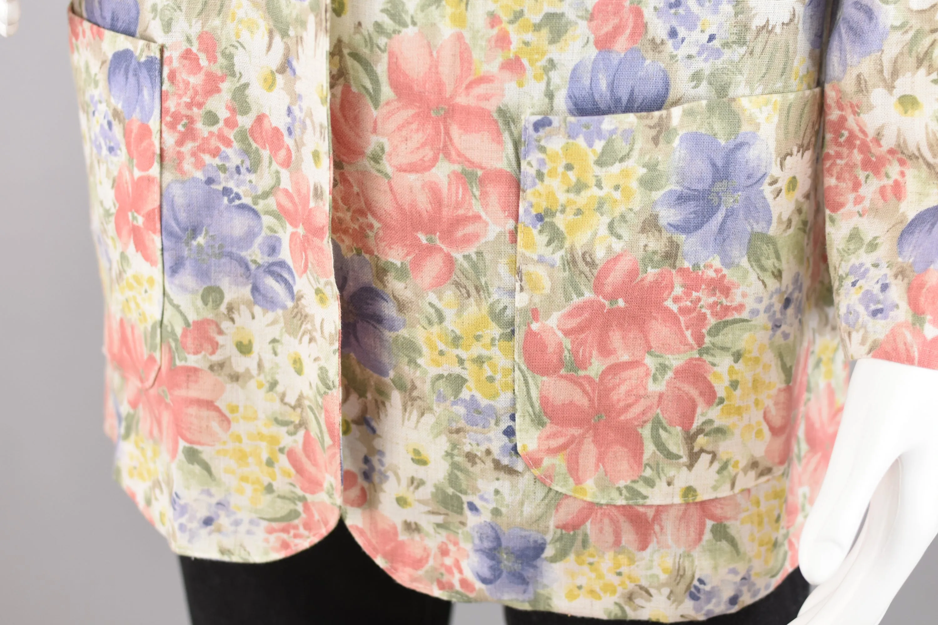 80s Pastel Romantic Floral Print Blazer Medium