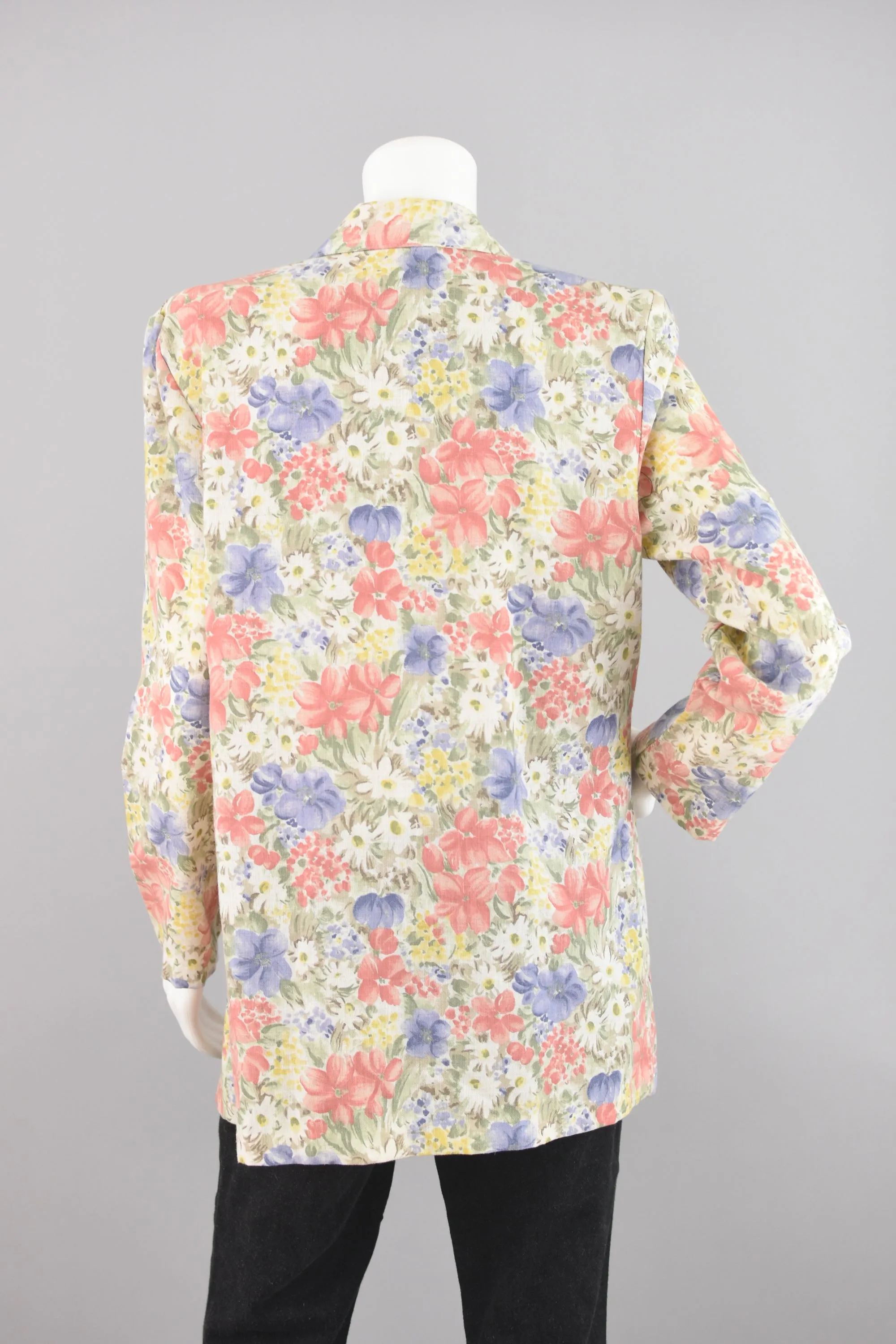 80s Pastel Romantic Floral Print Blazer Medium