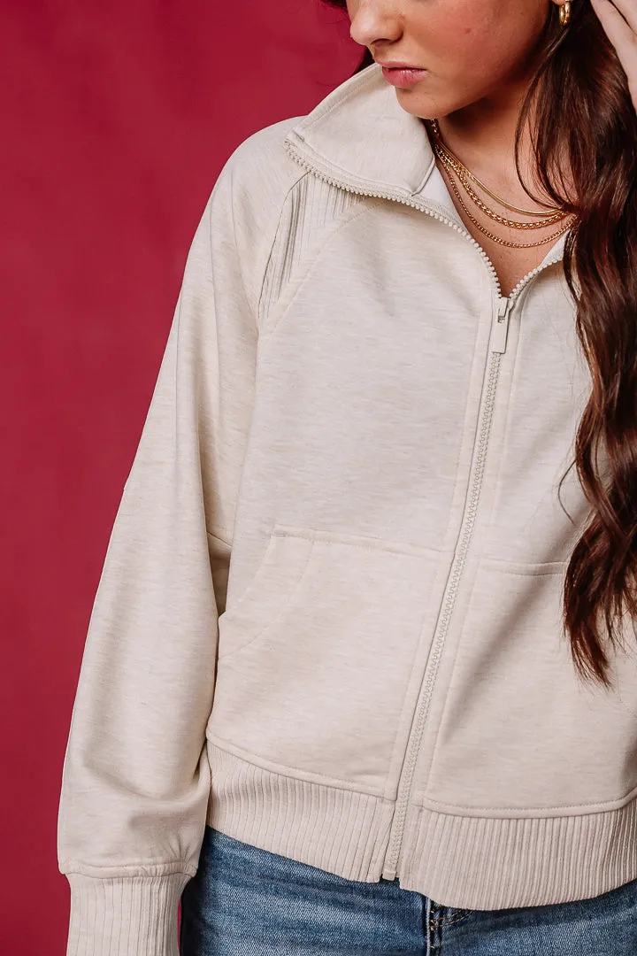 A Dynamic Moment Full Zip Jacket | Heather Beige
