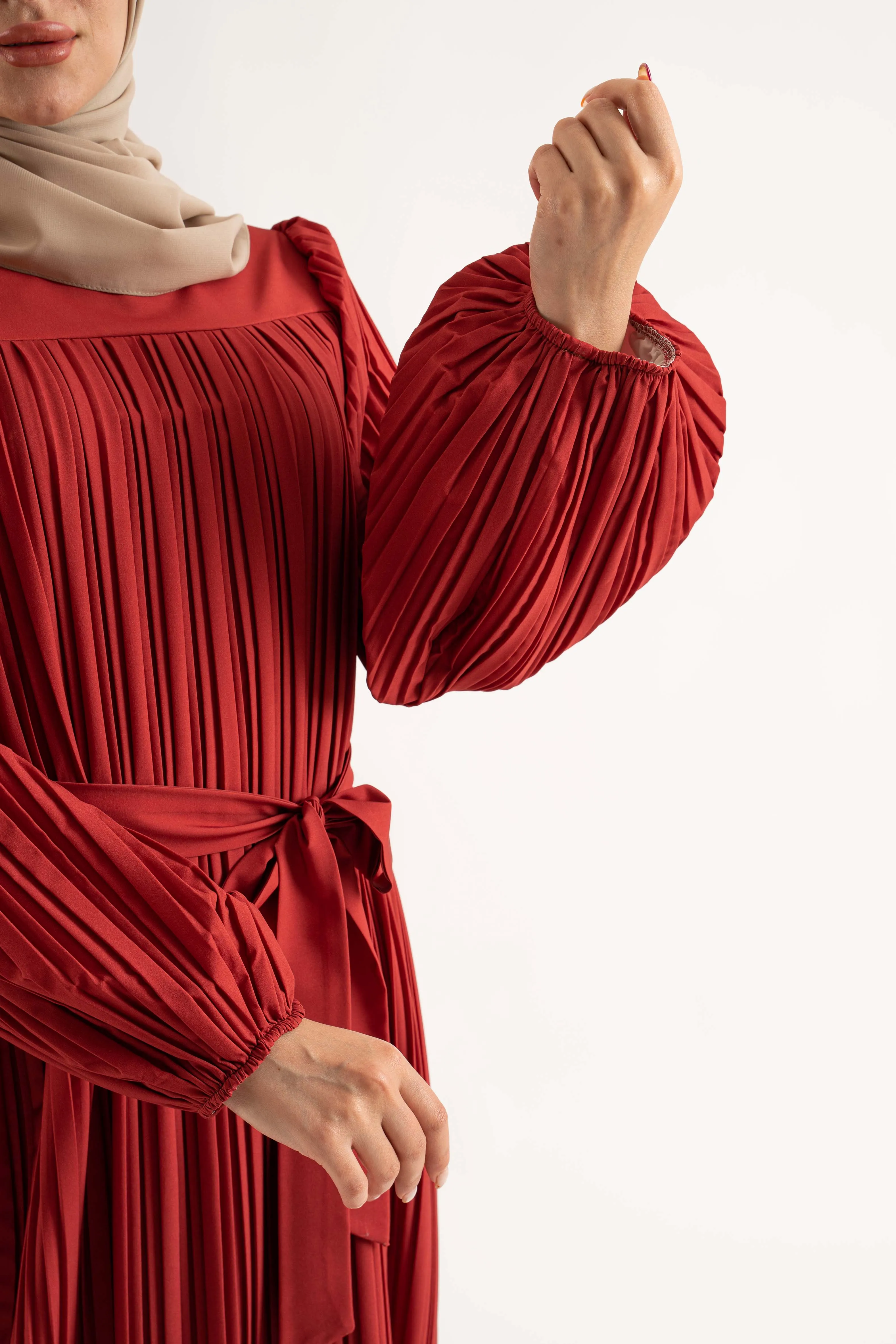 Aayat Pleat Maxi Dress - Ruby Red