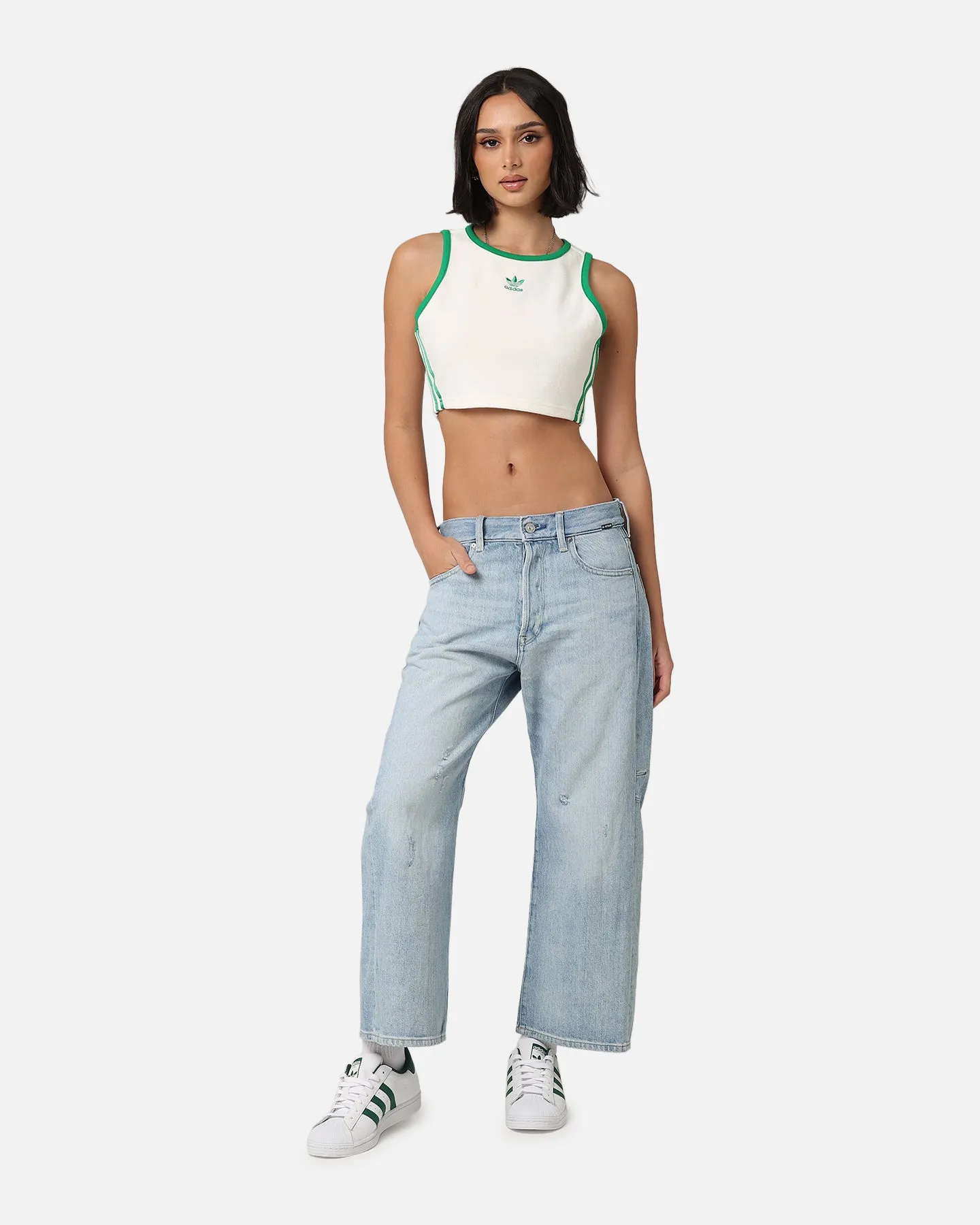 Adidas Women's Terry Cropped Tank Top Off White