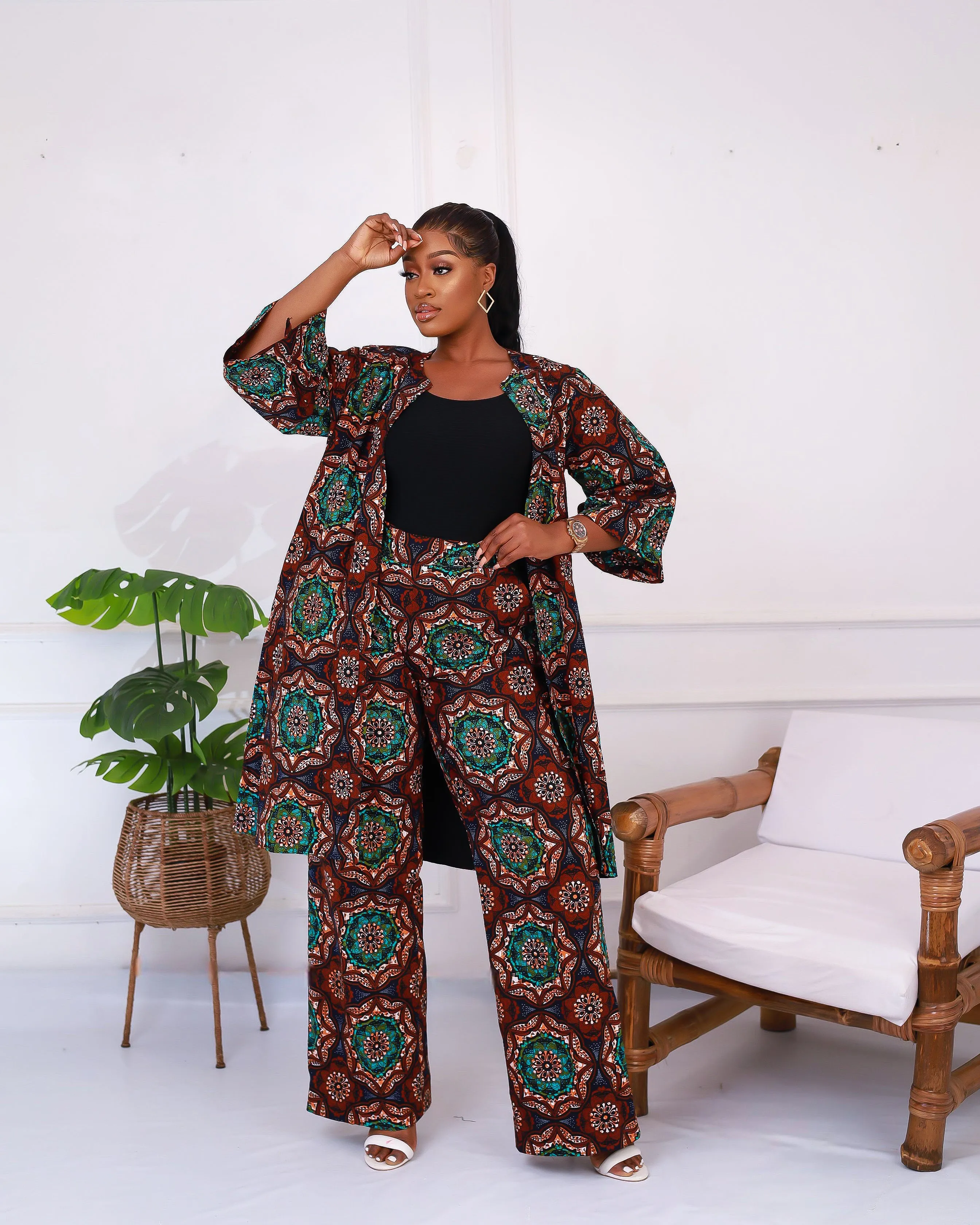 African Print Palazzo High waist Trouser - Deriole