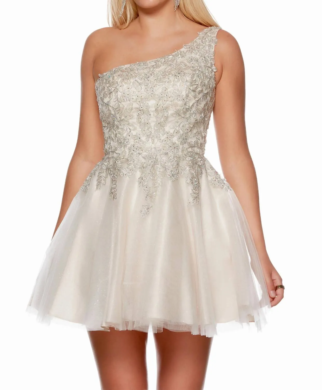 Alyce Paris - Glitter Tulle Mini Dress