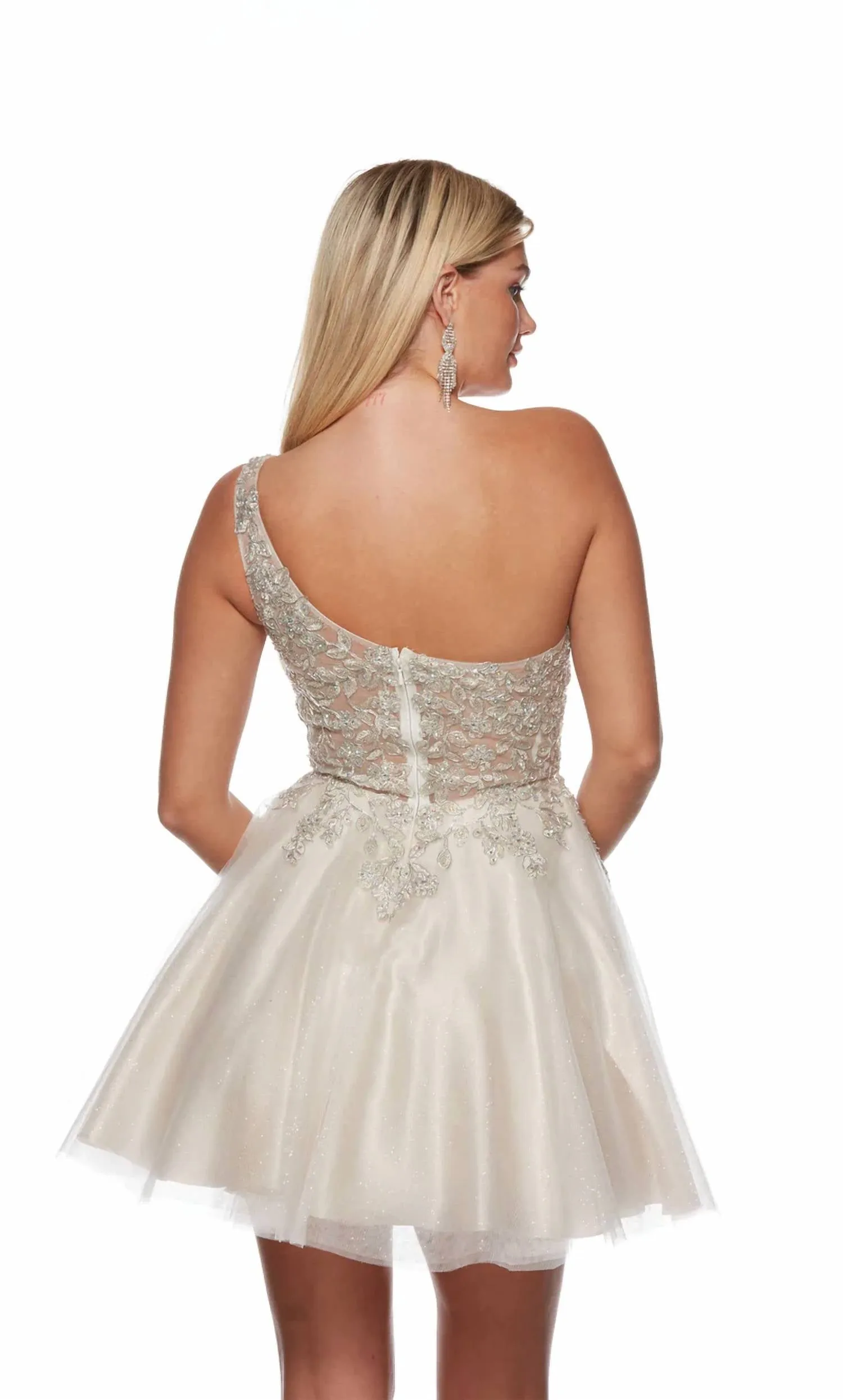 Alyce Paris - Glitter Tulle Mini Dress