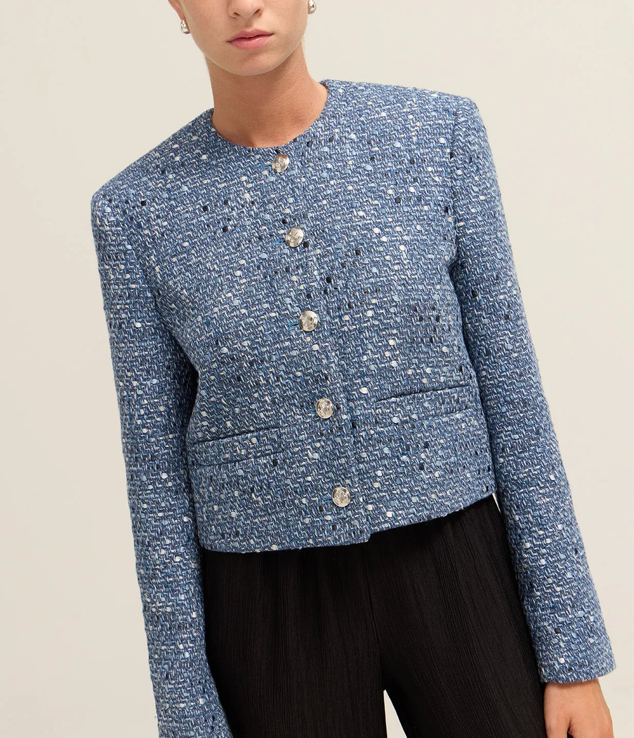 Amber Jacket in Blue Tweed