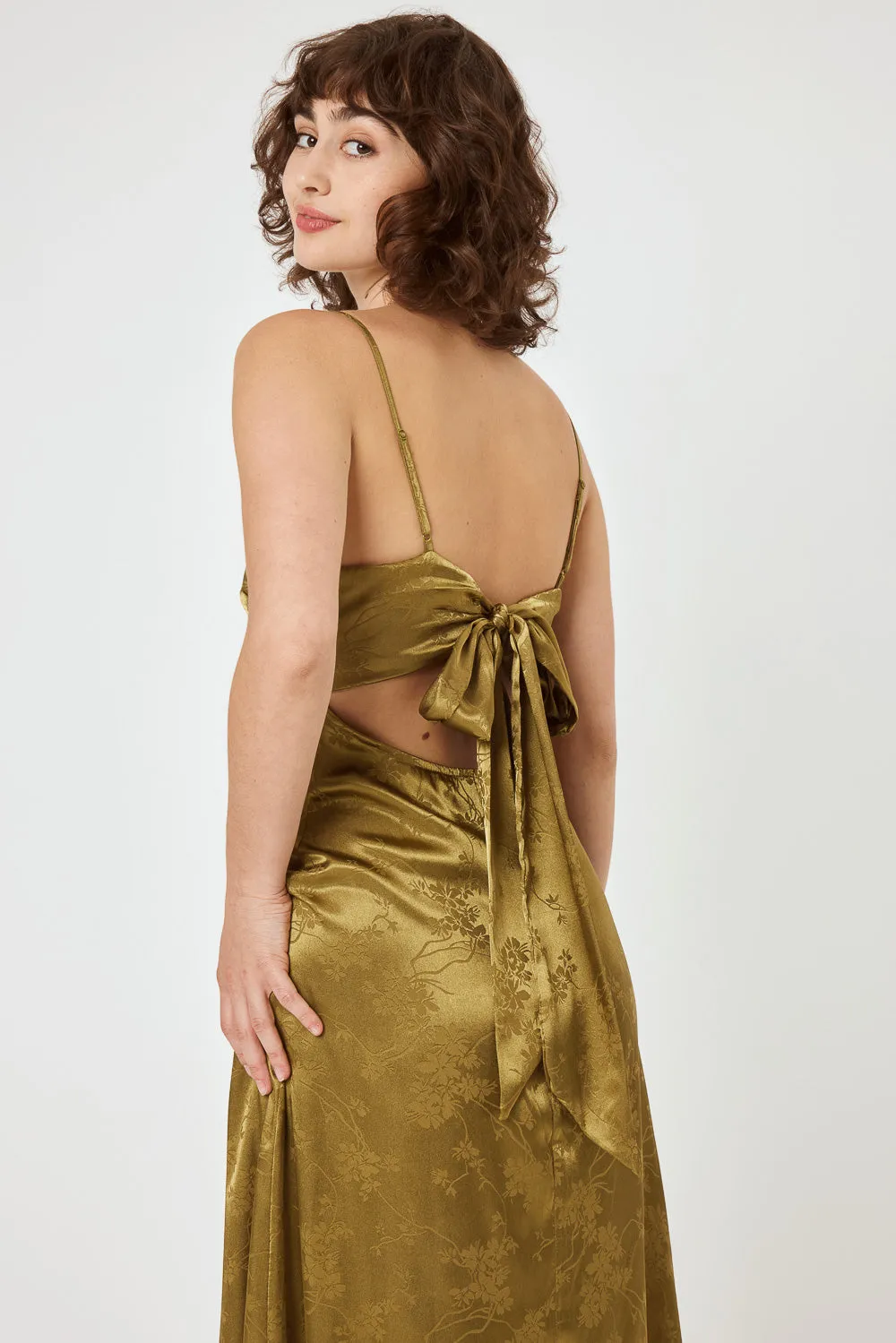 Amber Satin Jacquard Midi Cami Dress