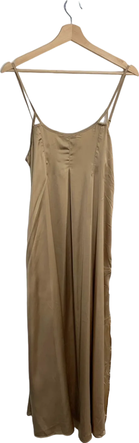 Anthropologie Beige Satin Slip Dress XS