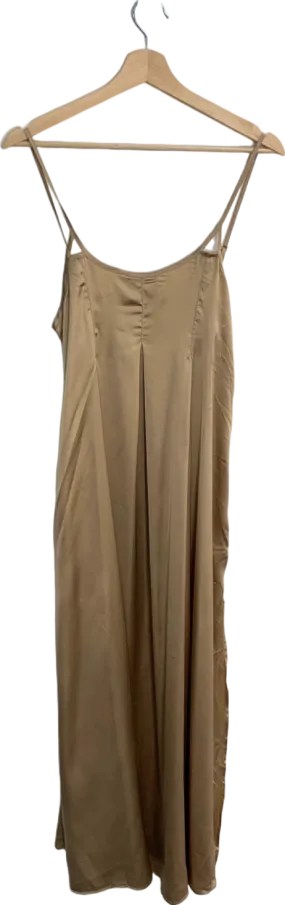 Anthropologie Beige Satin Slip Dress XS