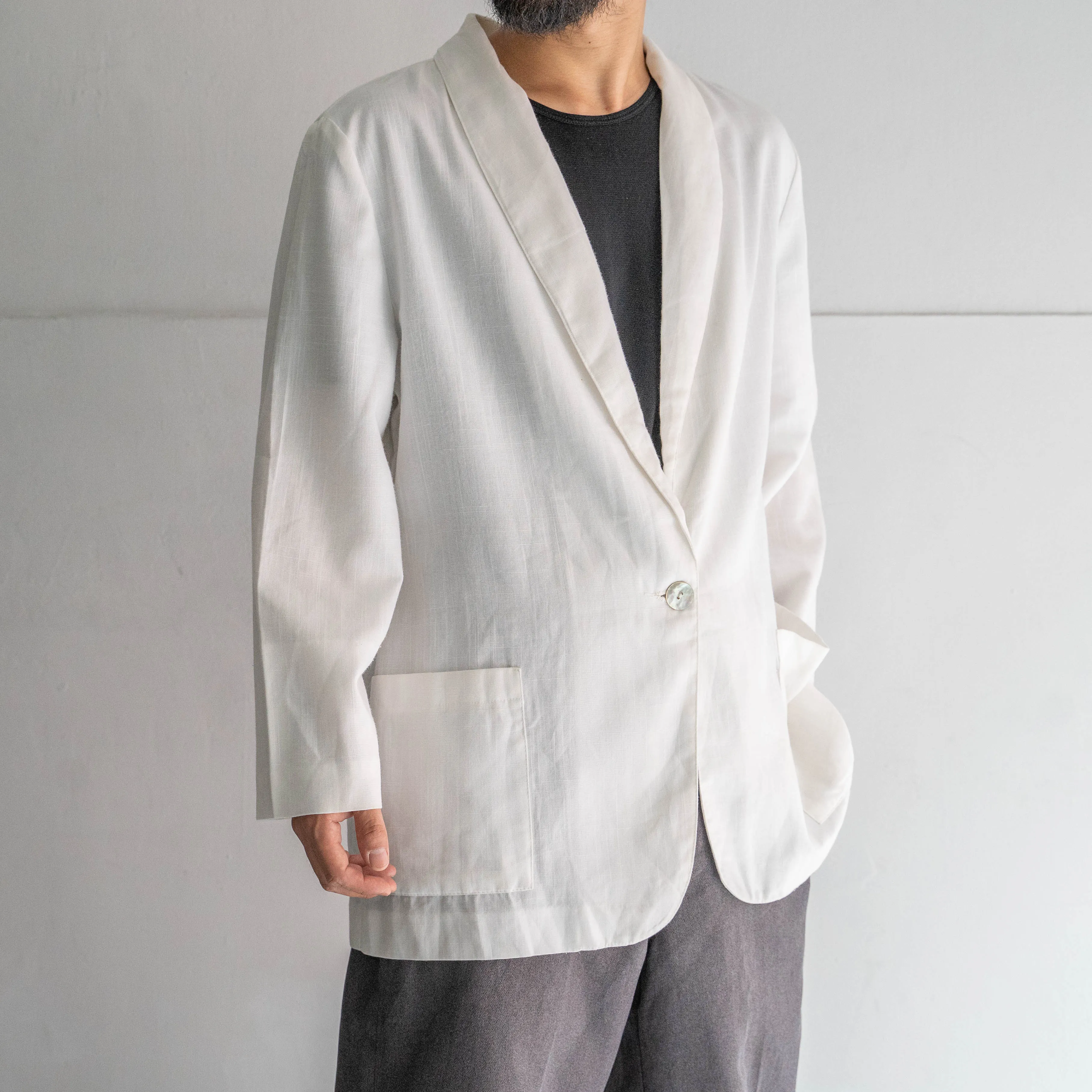 around 1990s white color poly × rayon tailored jacket