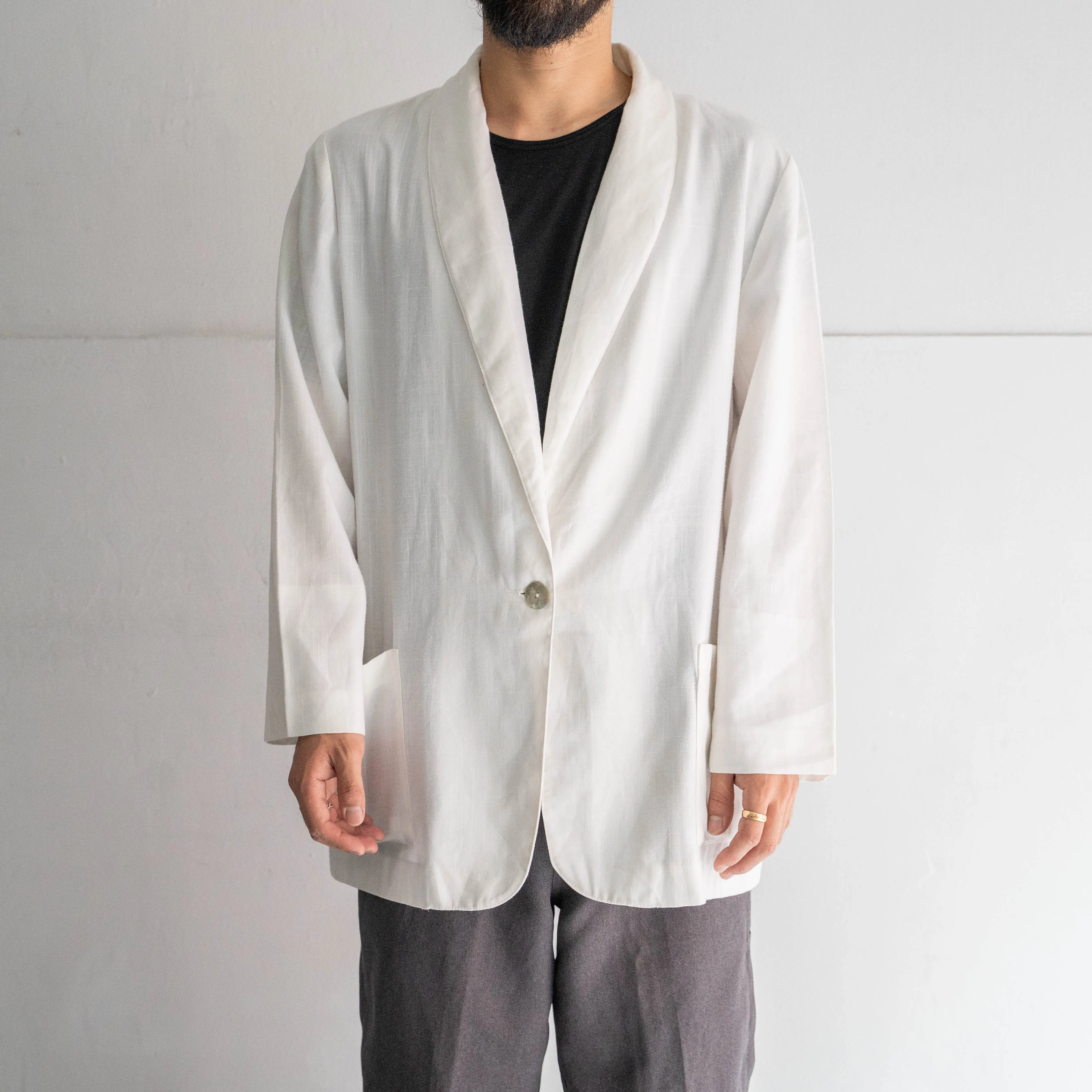 around 1990s white color poly × rayon tailored jacket