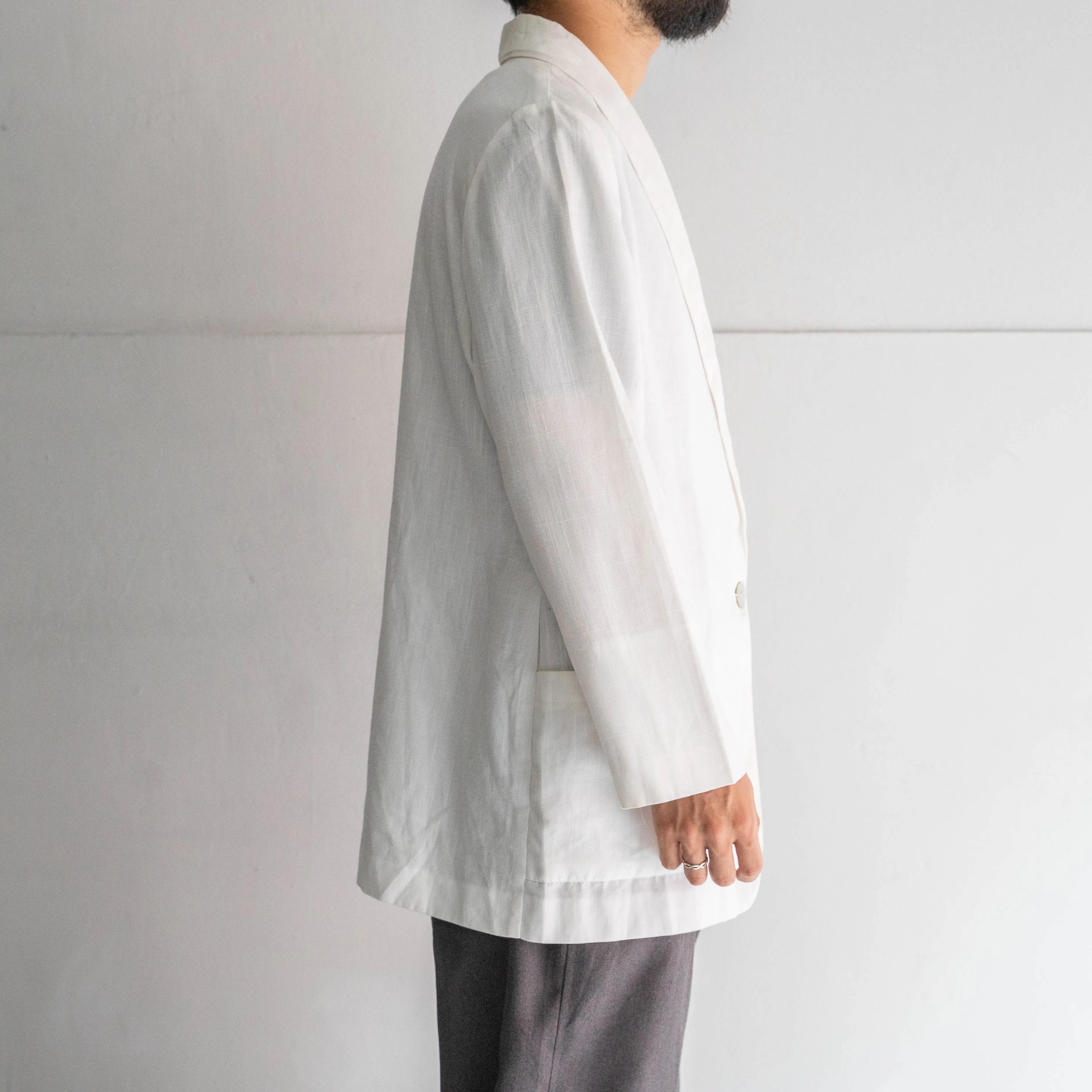 around 1990s white color poly × rayon tailored jacket