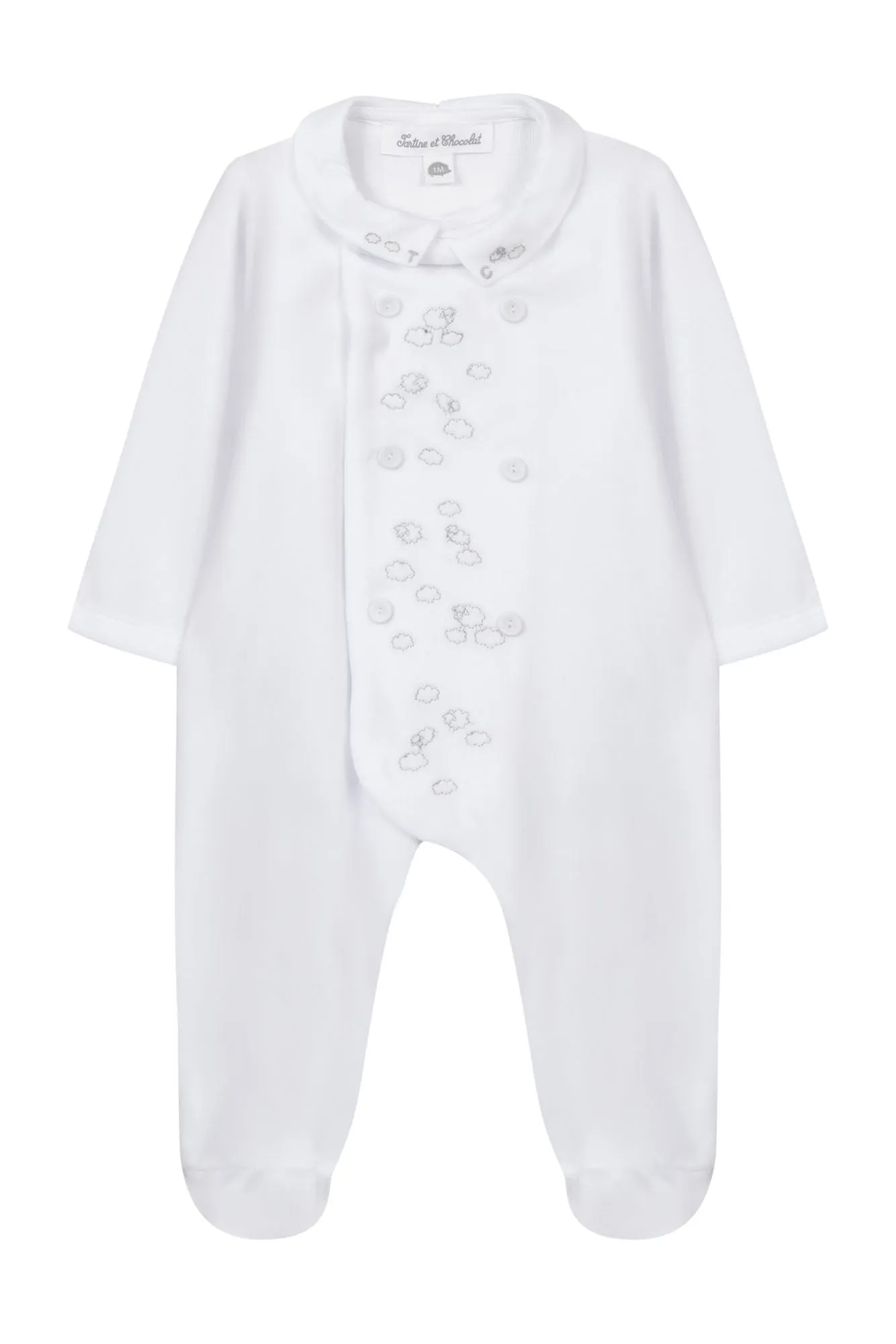 Babygrow - White Embroidery Winter