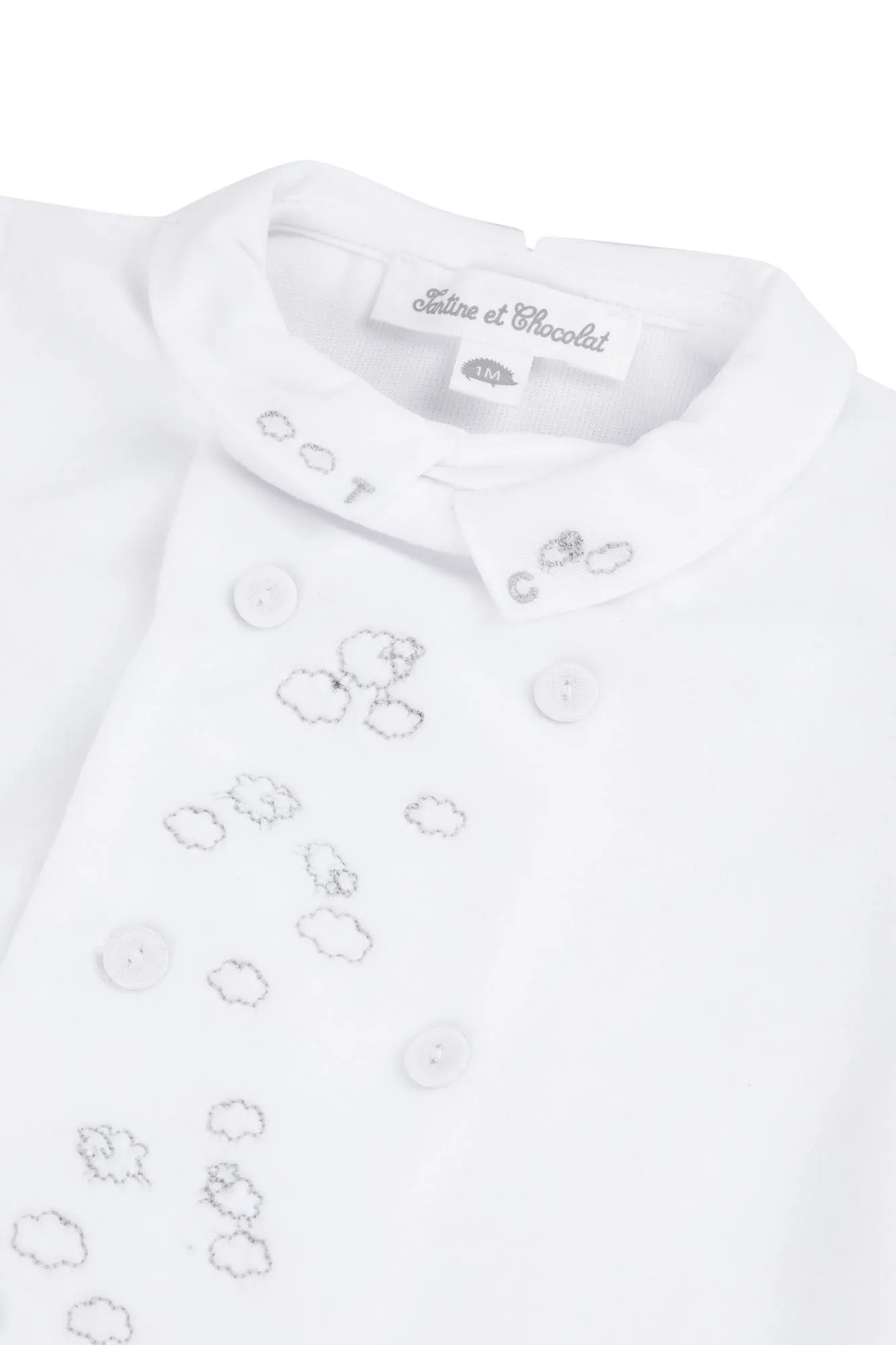 Babygrow - White Embroidery Winter