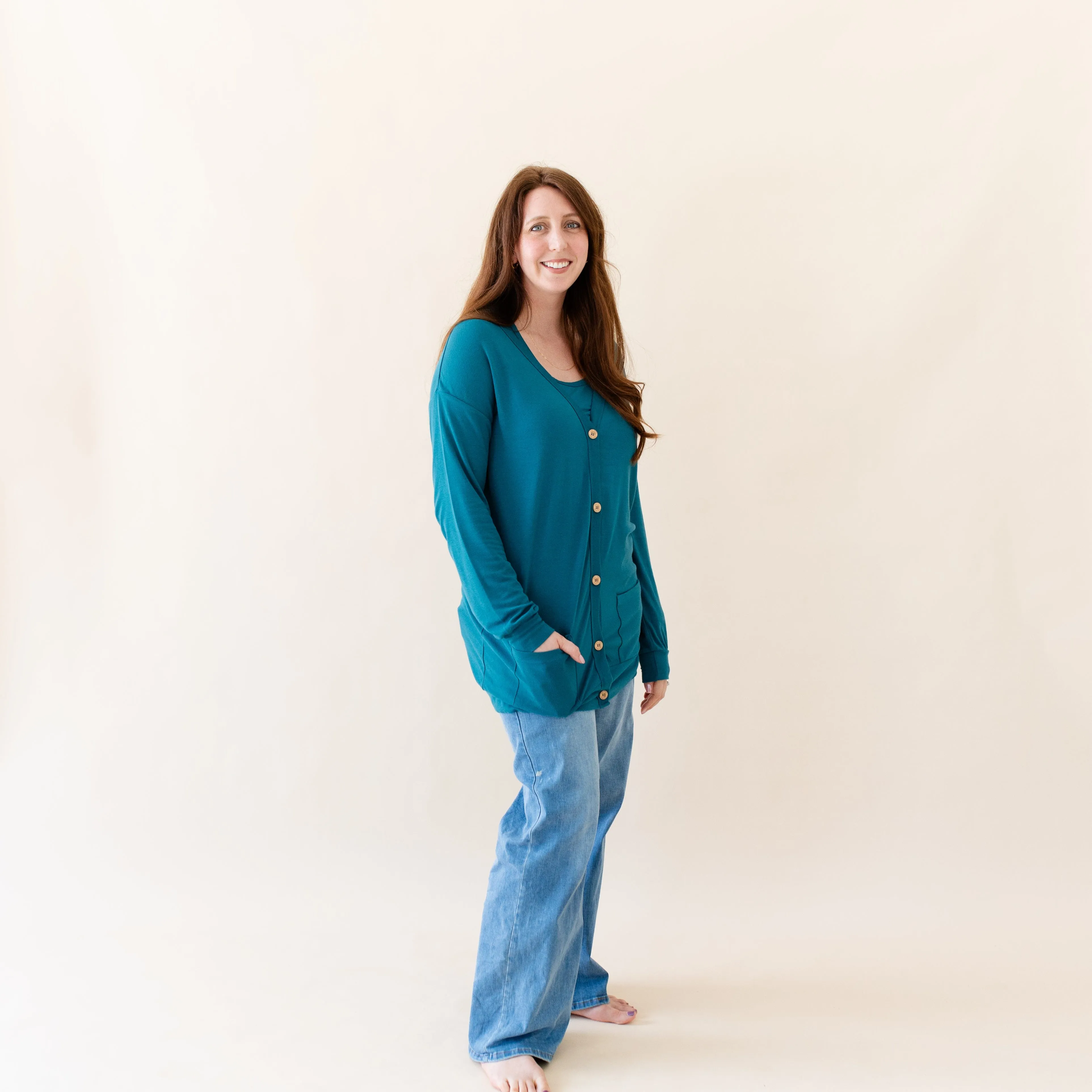 Bamboo Jersey Adult Cardigan in Loch