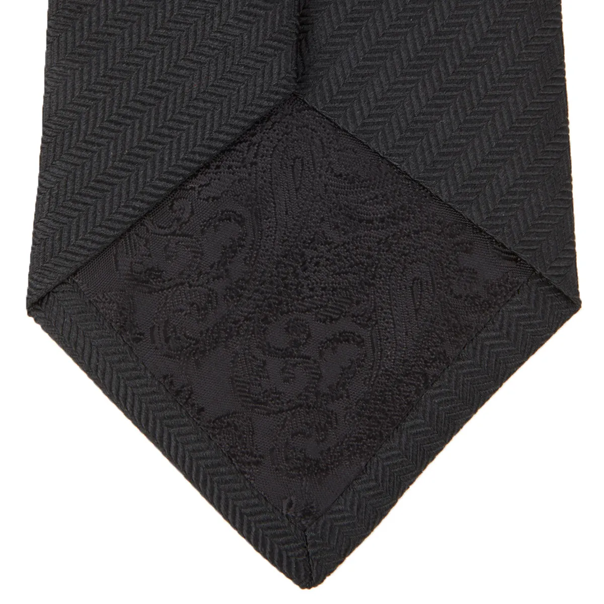 Black Herringbone Silk Tie