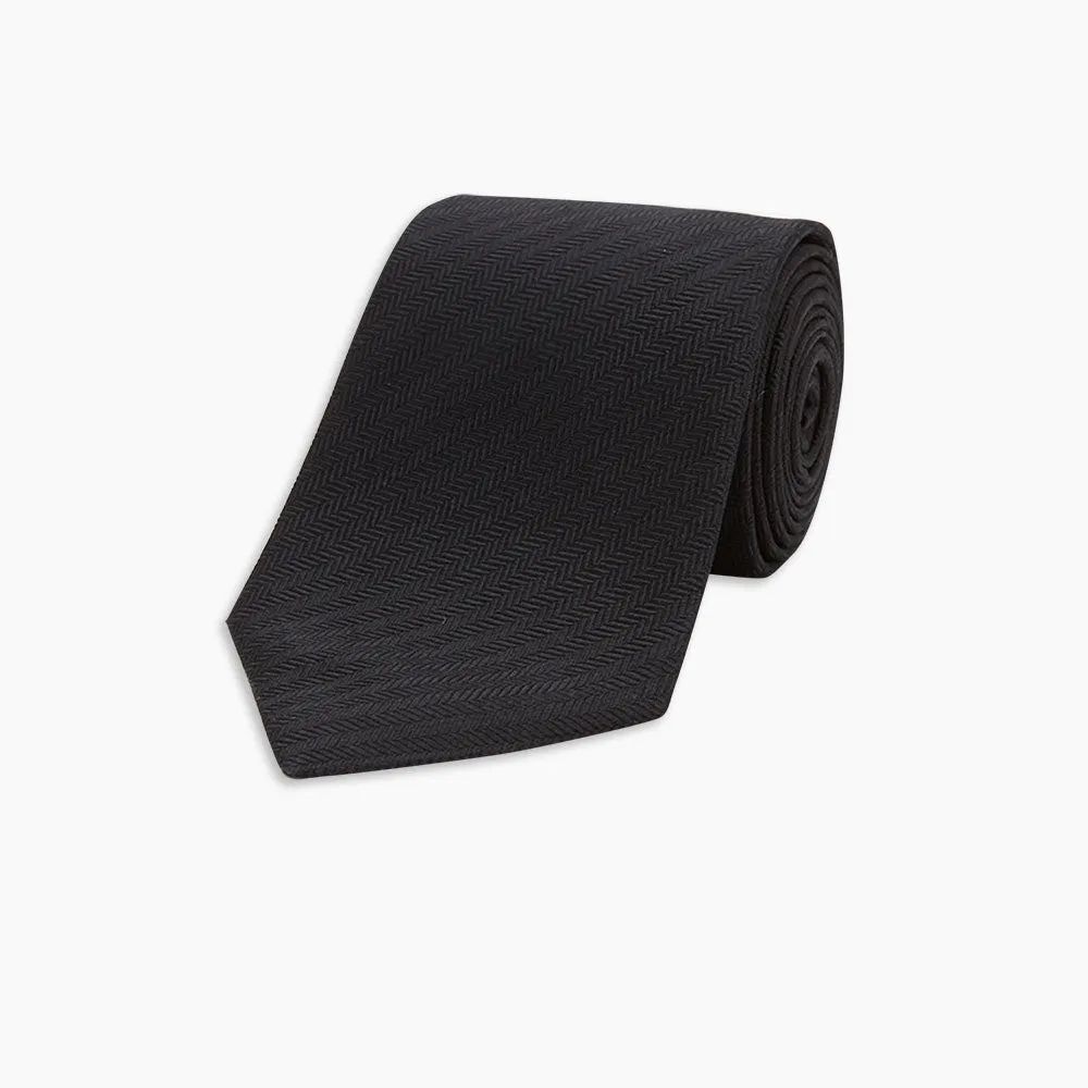 Black Herringbone Silk Tie