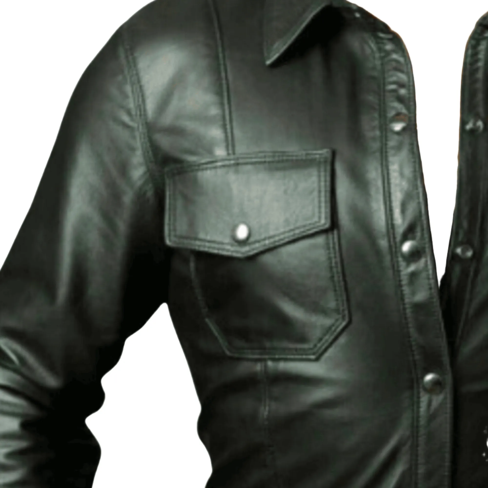 Black Mens Leather Shirt