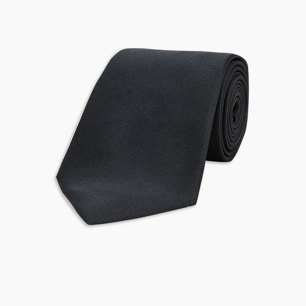 Black Plain Satin Silk Tie