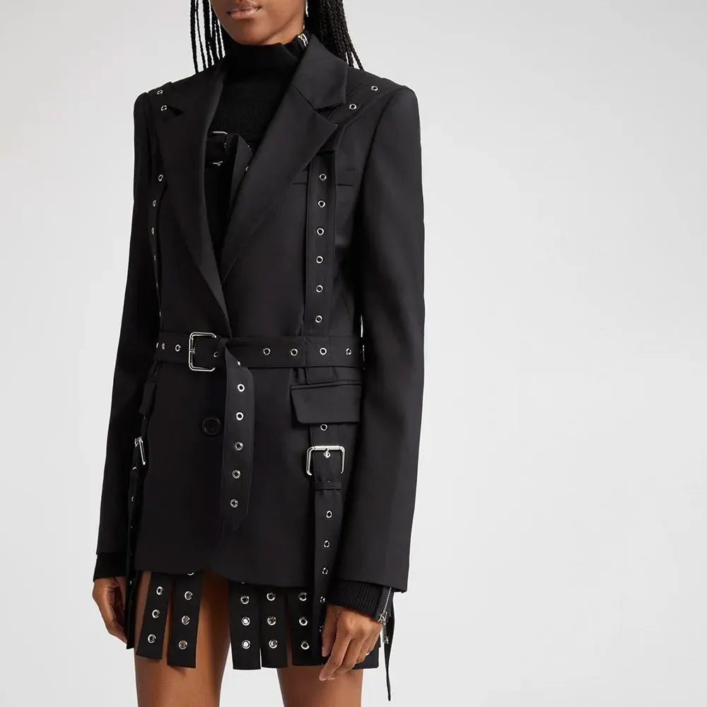 Black STRAPPY Belted Blazer