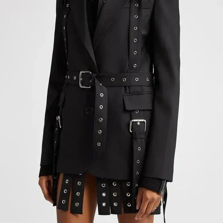 Black STRAPPY Belted Blazer