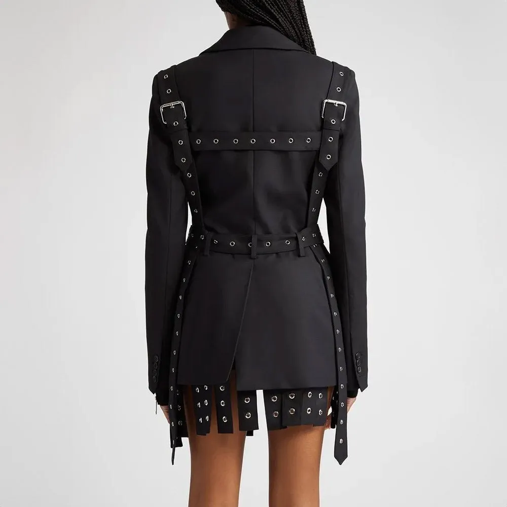 Black STRAPPY Belted Blazer
