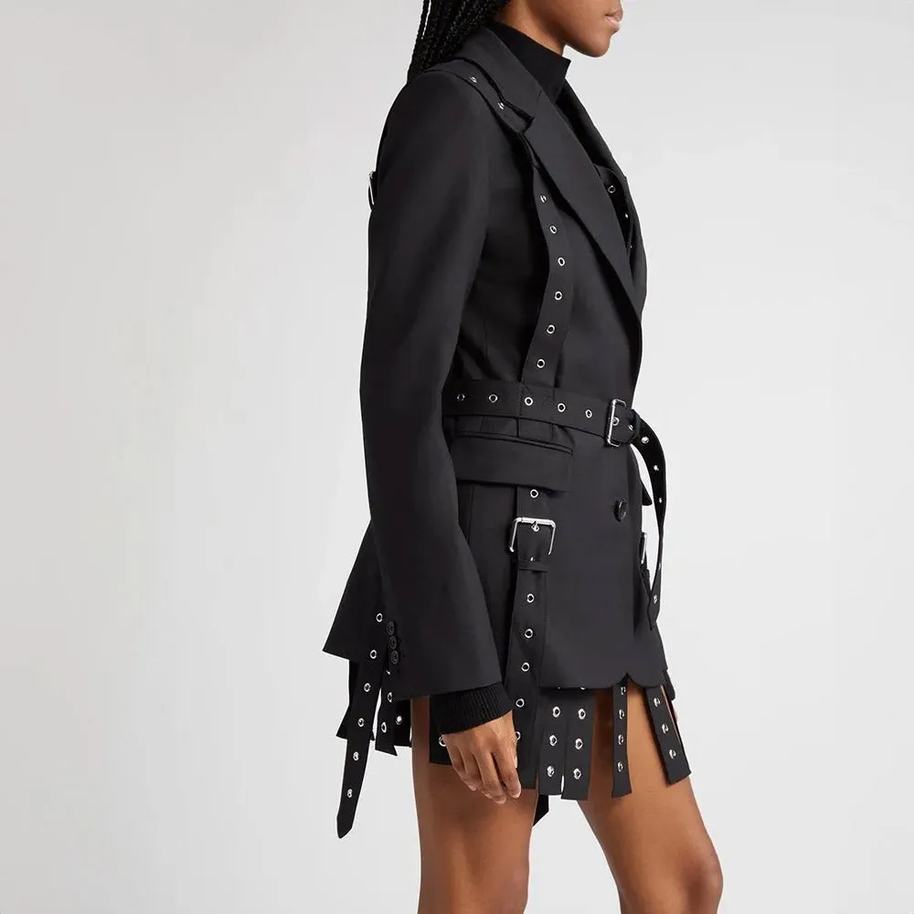 Black STRAPPY Belted Blazer