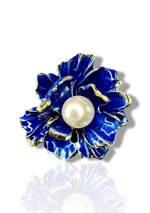 Blue Rose Pearl Flower Pin