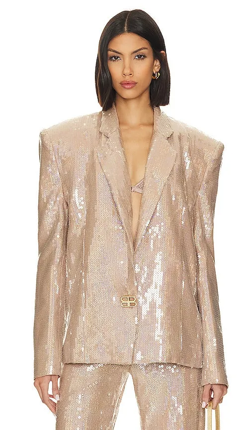 Bronx and Banco Capri Nude Sequin Blazer in Nude