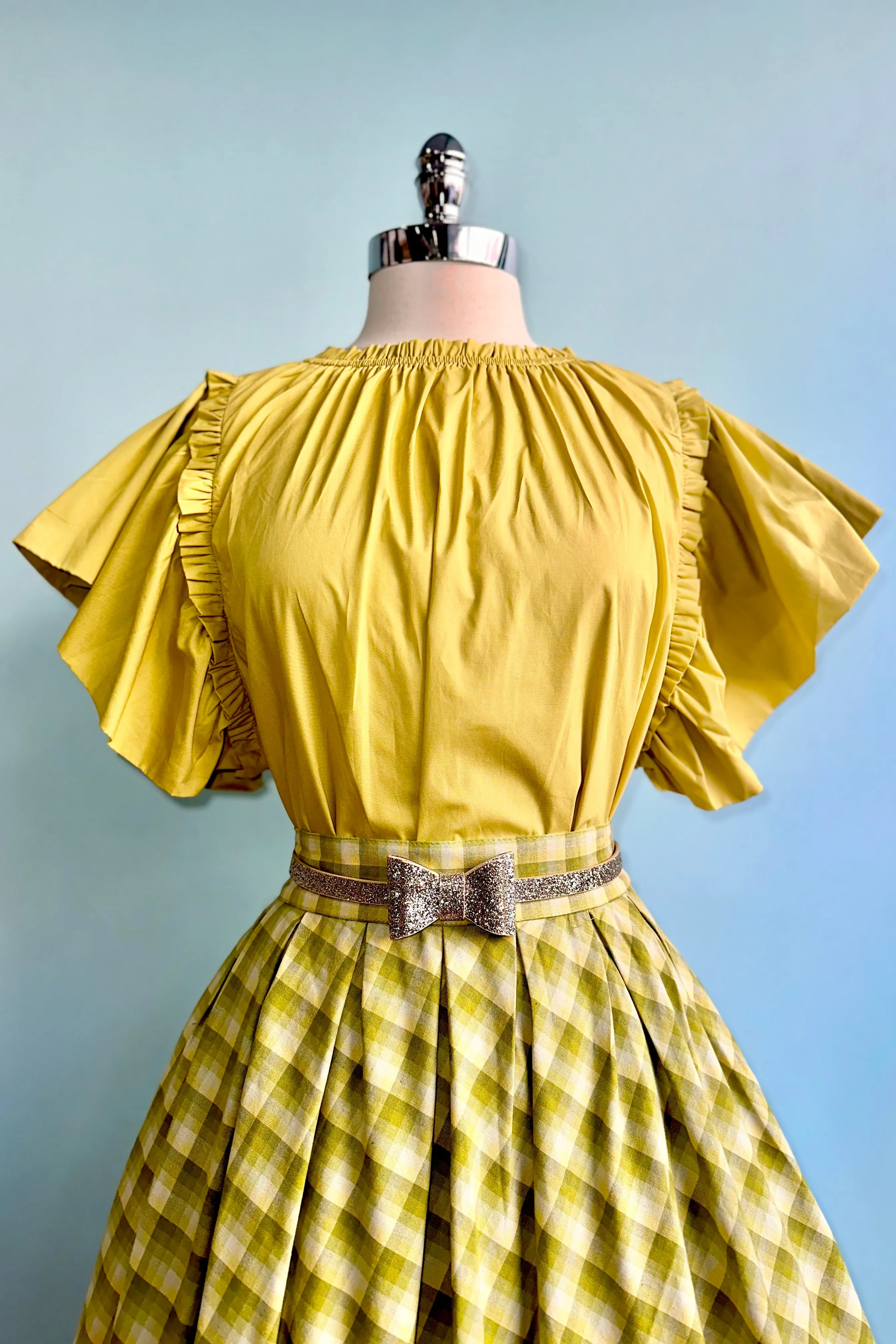 Chartreuse Ruffle Short Sleeve Top