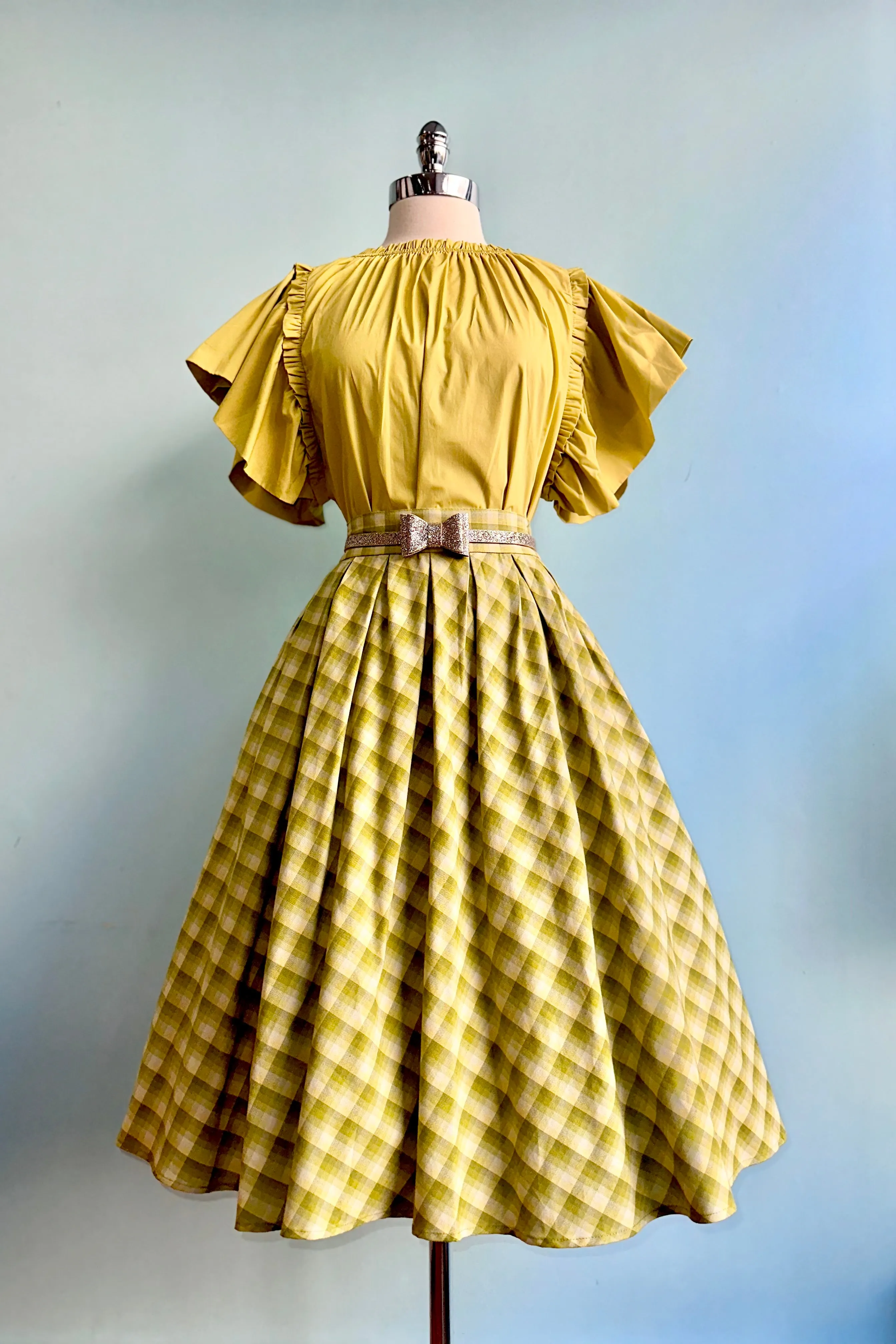 Chartreuse Ruffle Short Sleeve Top
