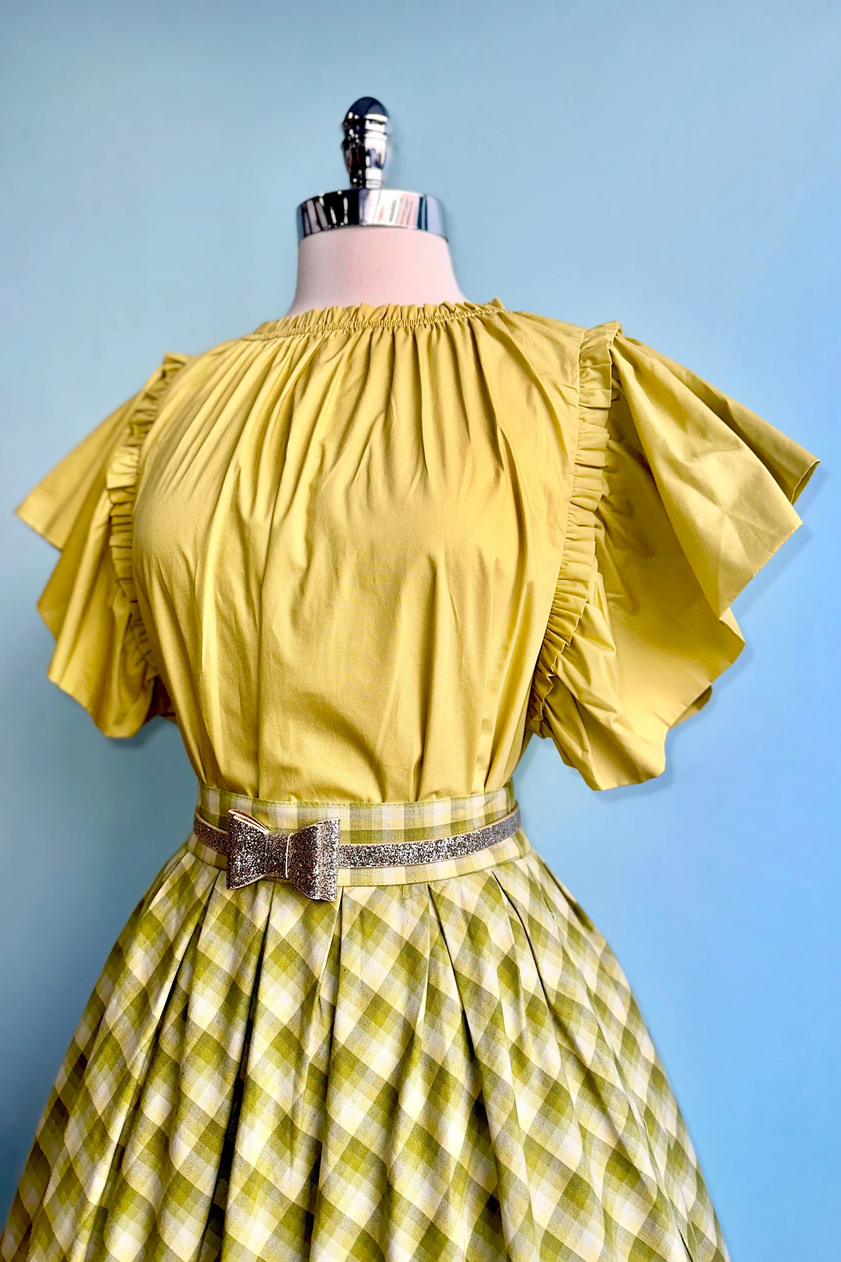 Chartreuse Ruffle Short Sleeve Top