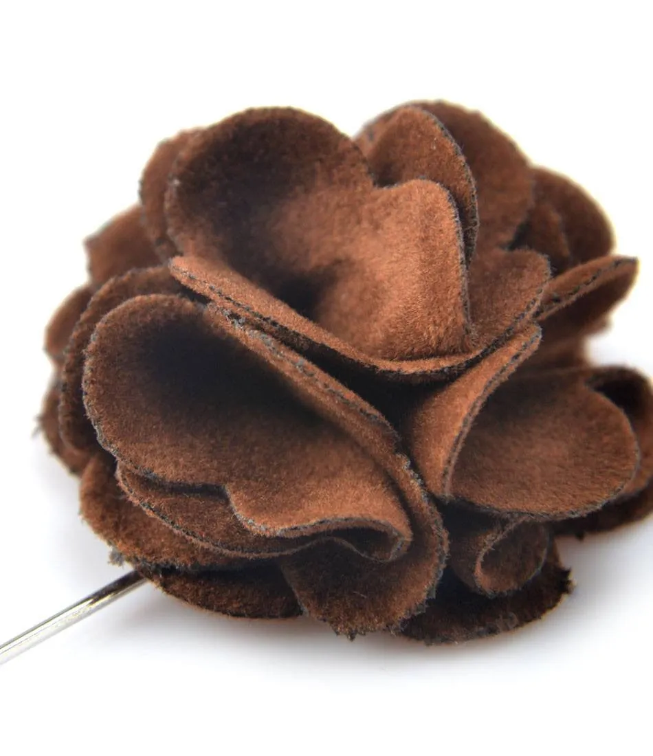 Chocolate Brown Plush Flower Lapel Pin