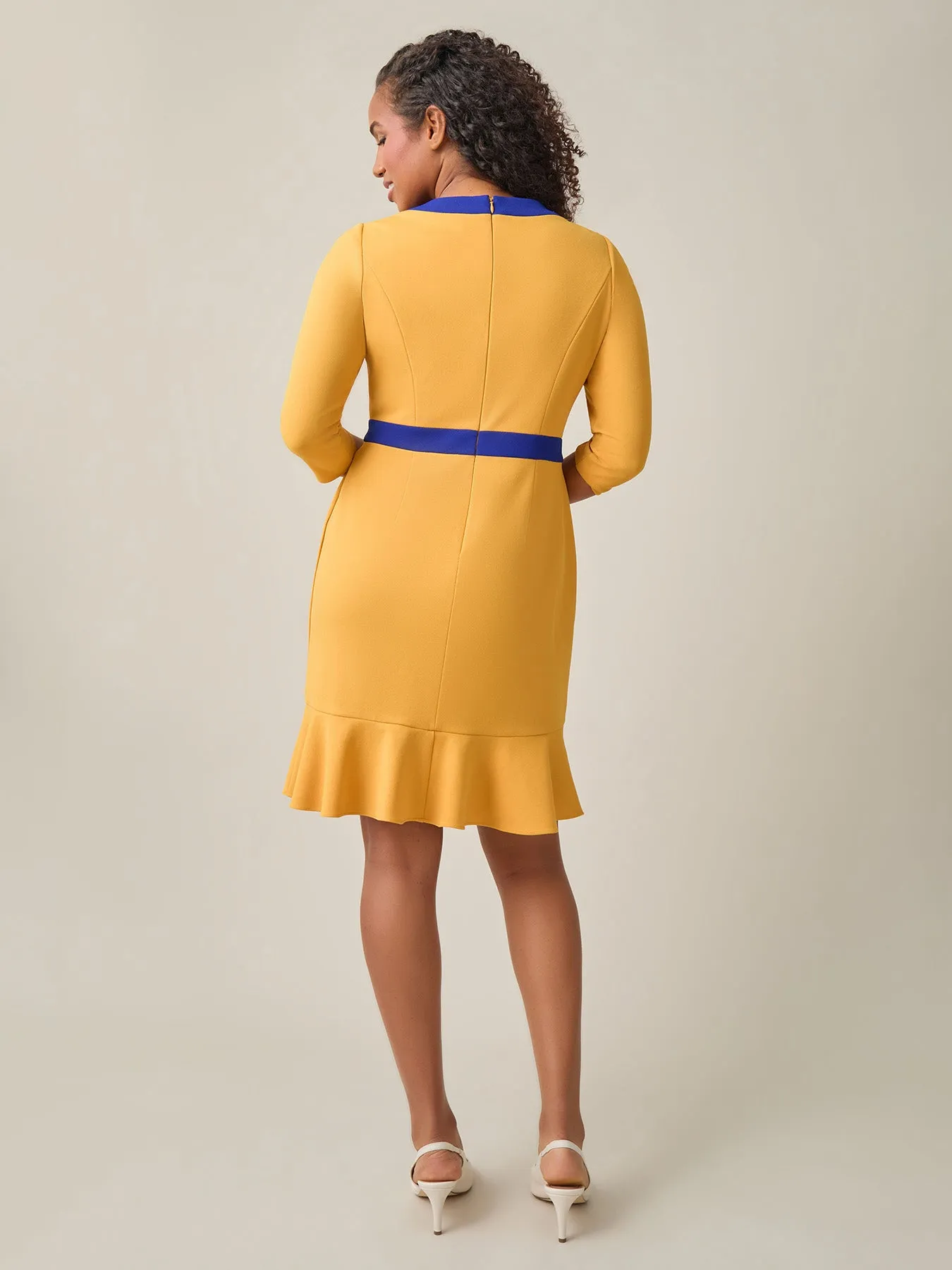 Colorblock Ruffle Hem Dress, Gold Signature/Royal Signature