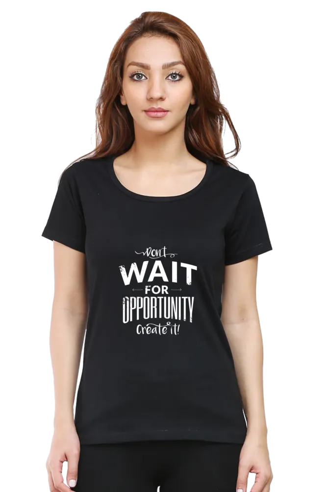 Create Opportunity Printed Scoop Neck T-shirt for women