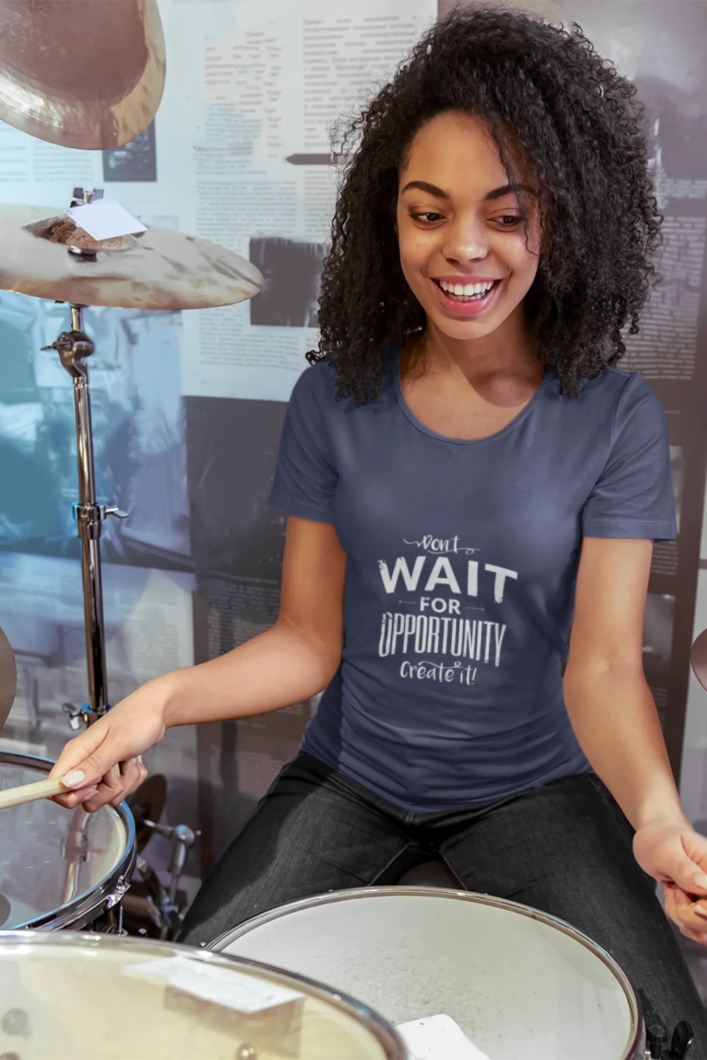 Create Opportunity Printed Scoop Neck T-shirt for women