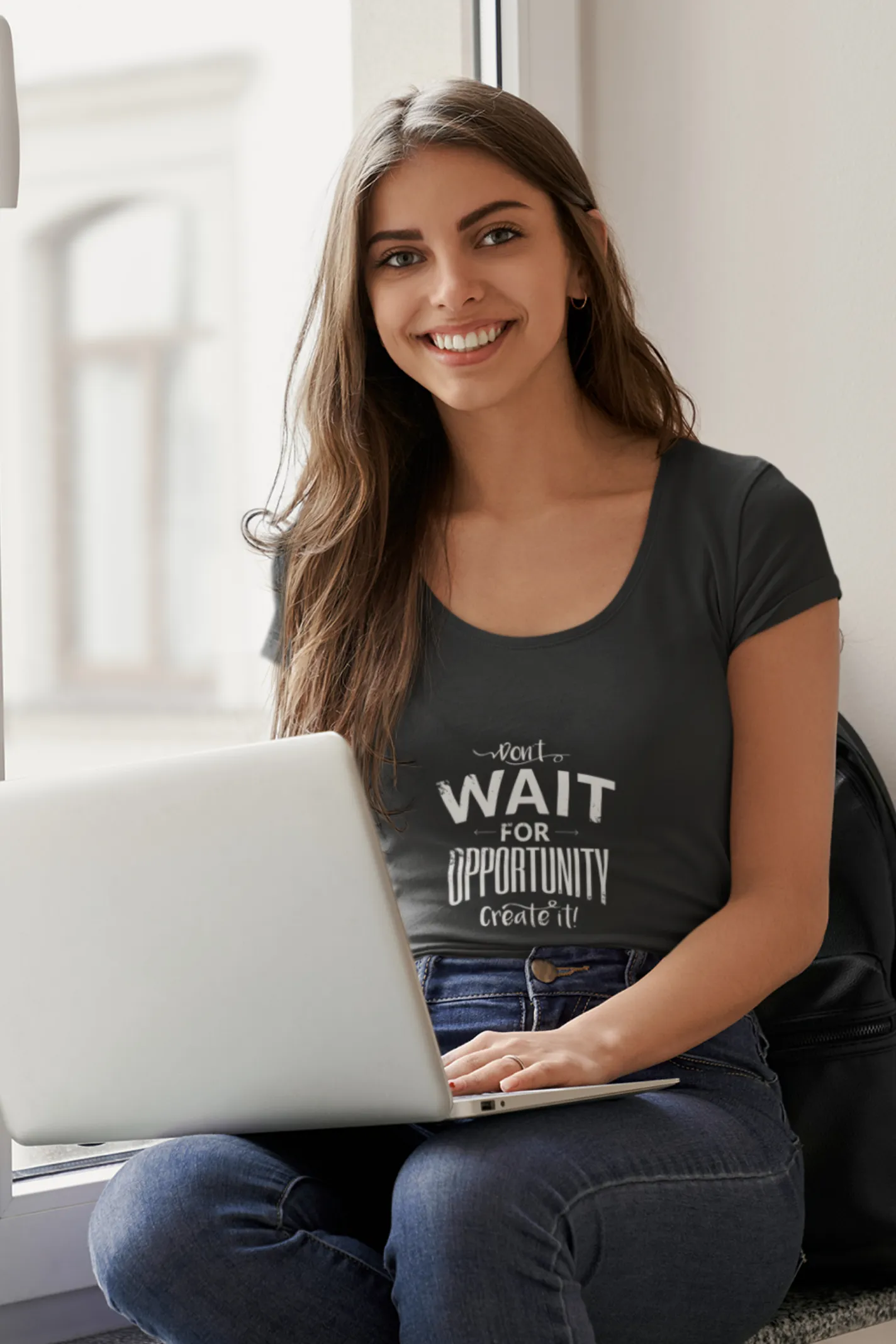 Create Opportunity Printed Scoop Neck T-shirt for women