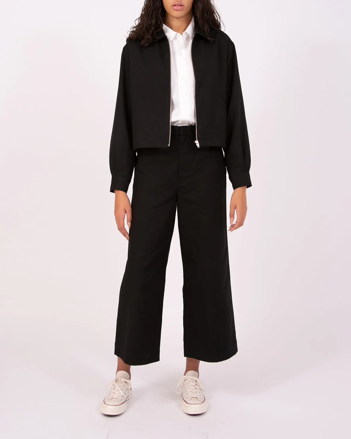 Crop Harrington Jacket - Black Sharkskin