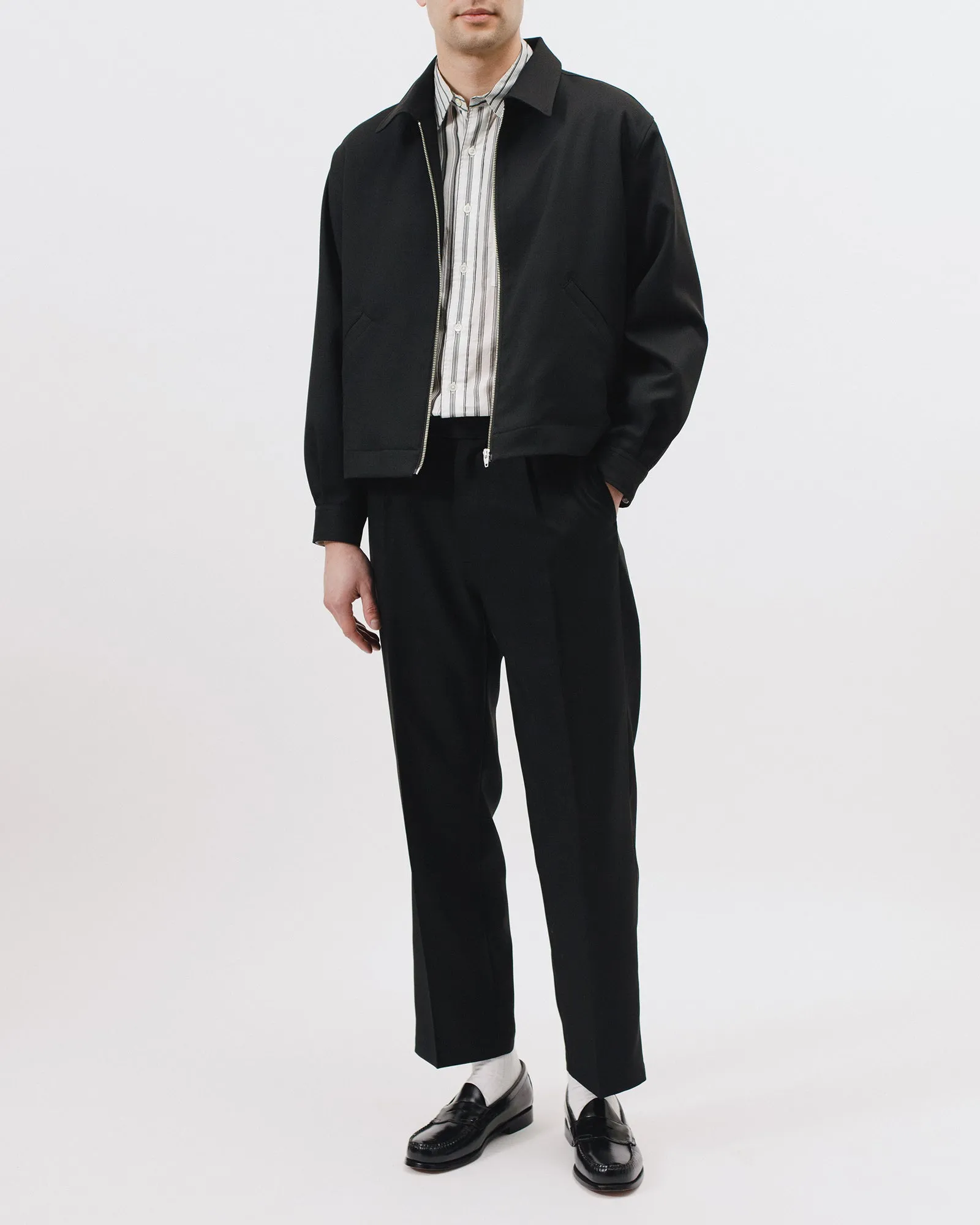 Crop Harrington Jacket - Black Sharkskin