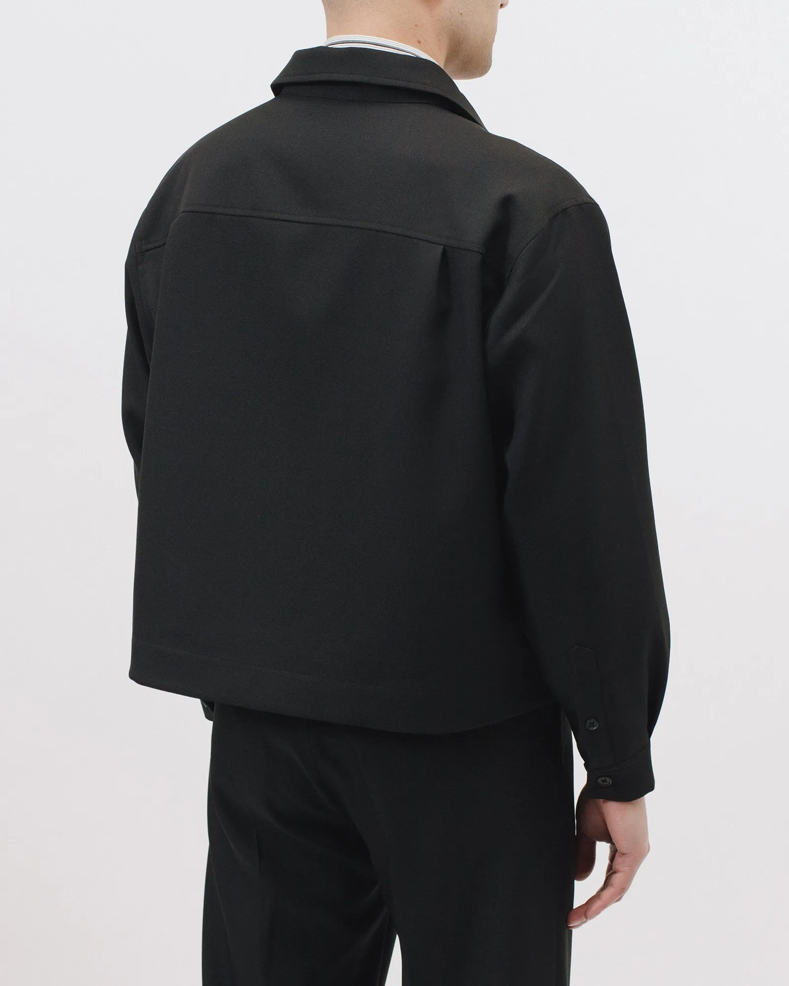 Crop Harrington Jacket - Black Sharkskin
