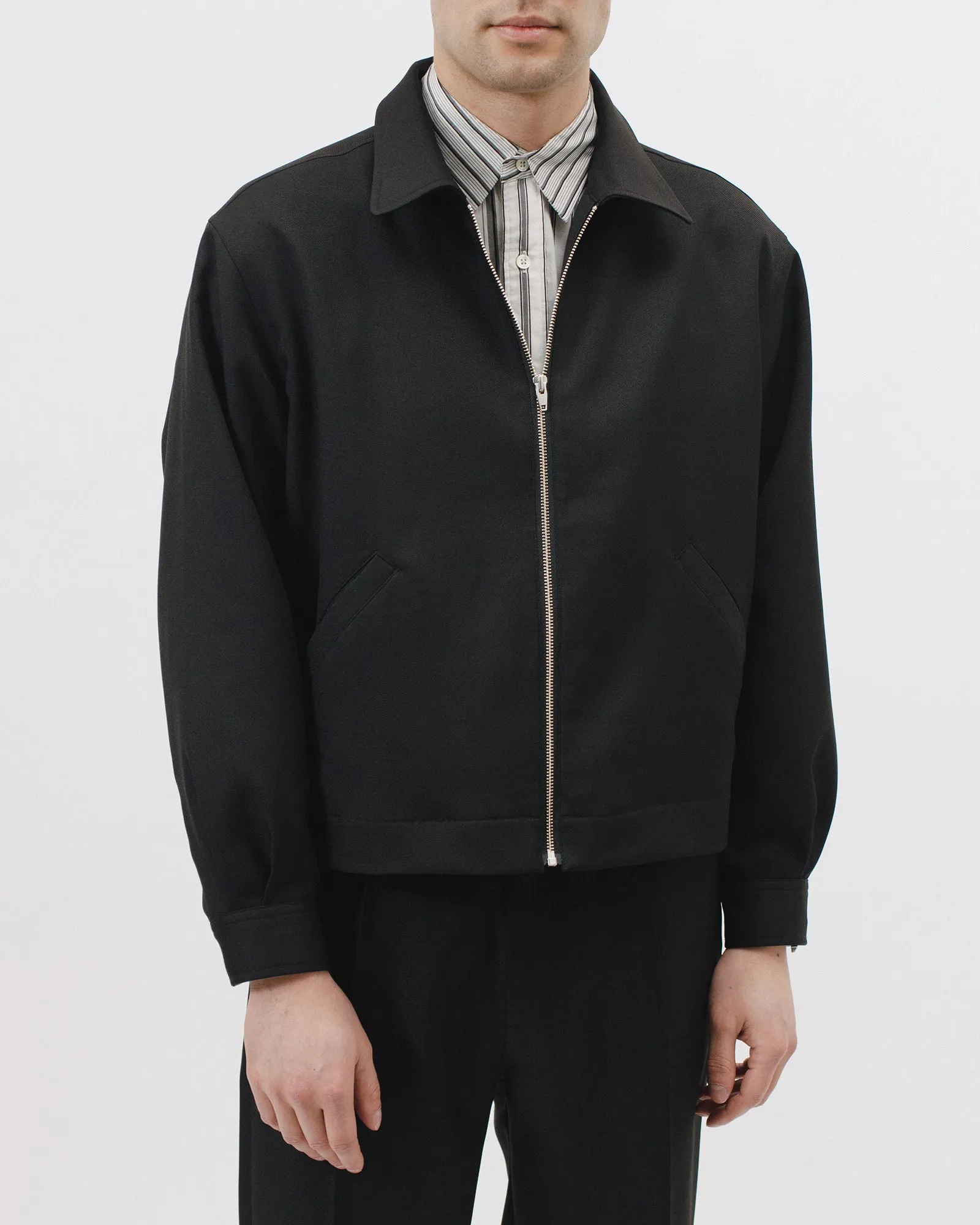 Crop Harrington Jacket - Black Sharkskin
