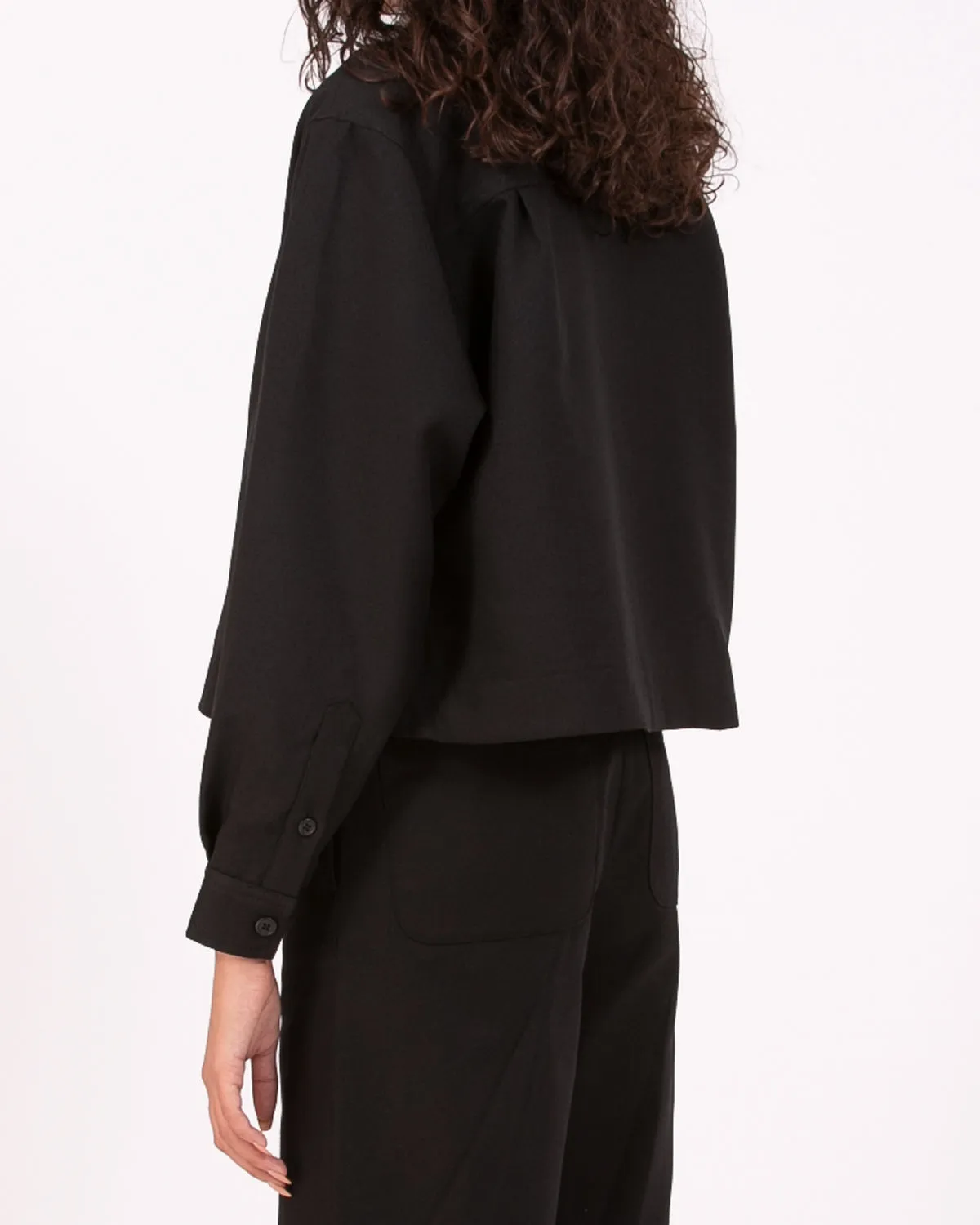 Crop Harrington Jacket - Black Sharkskin