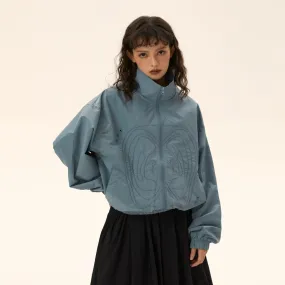 Cropped stand collar nylon jacket