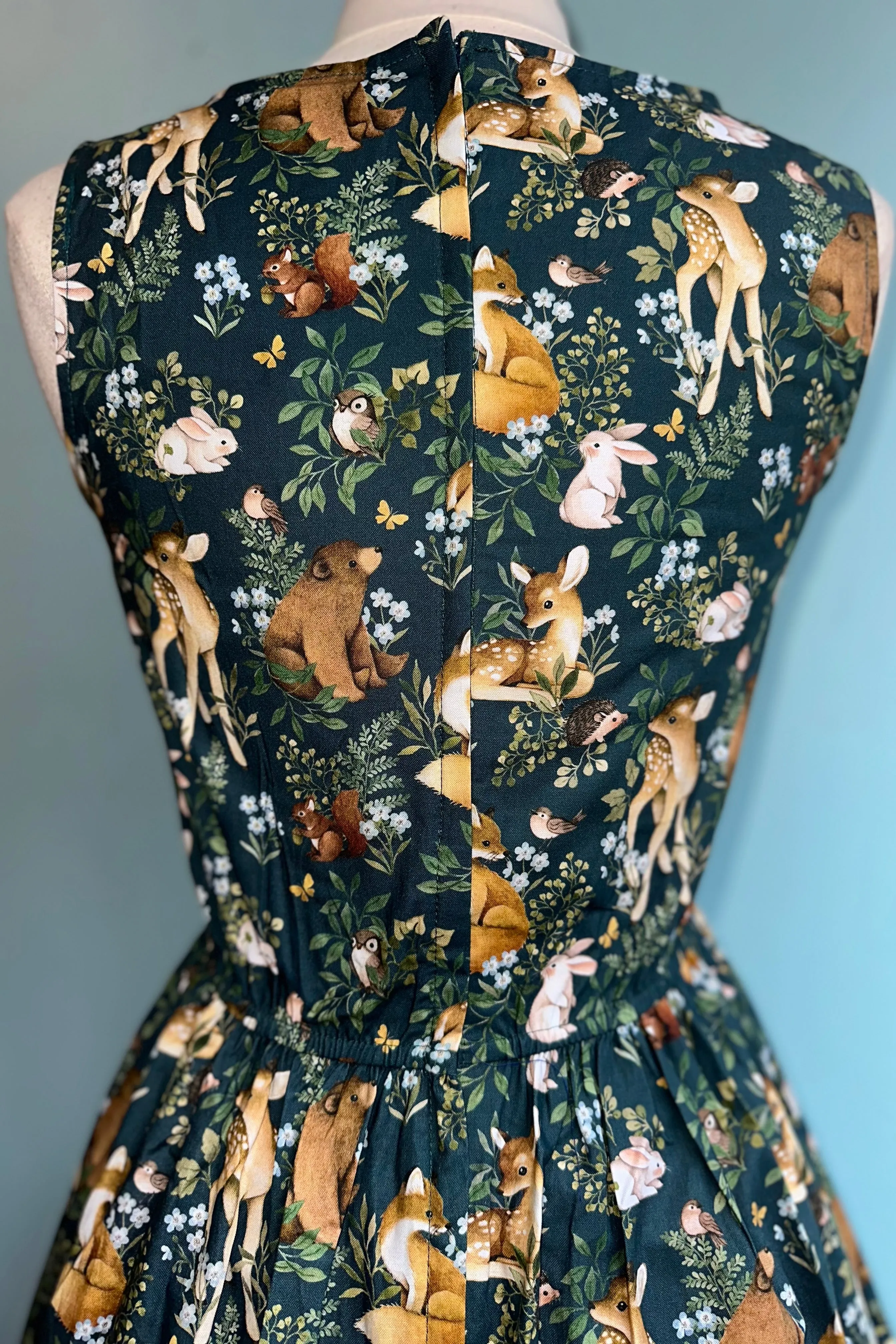 Dark Teal Woodland Animals Midi Dress by Retrolicious