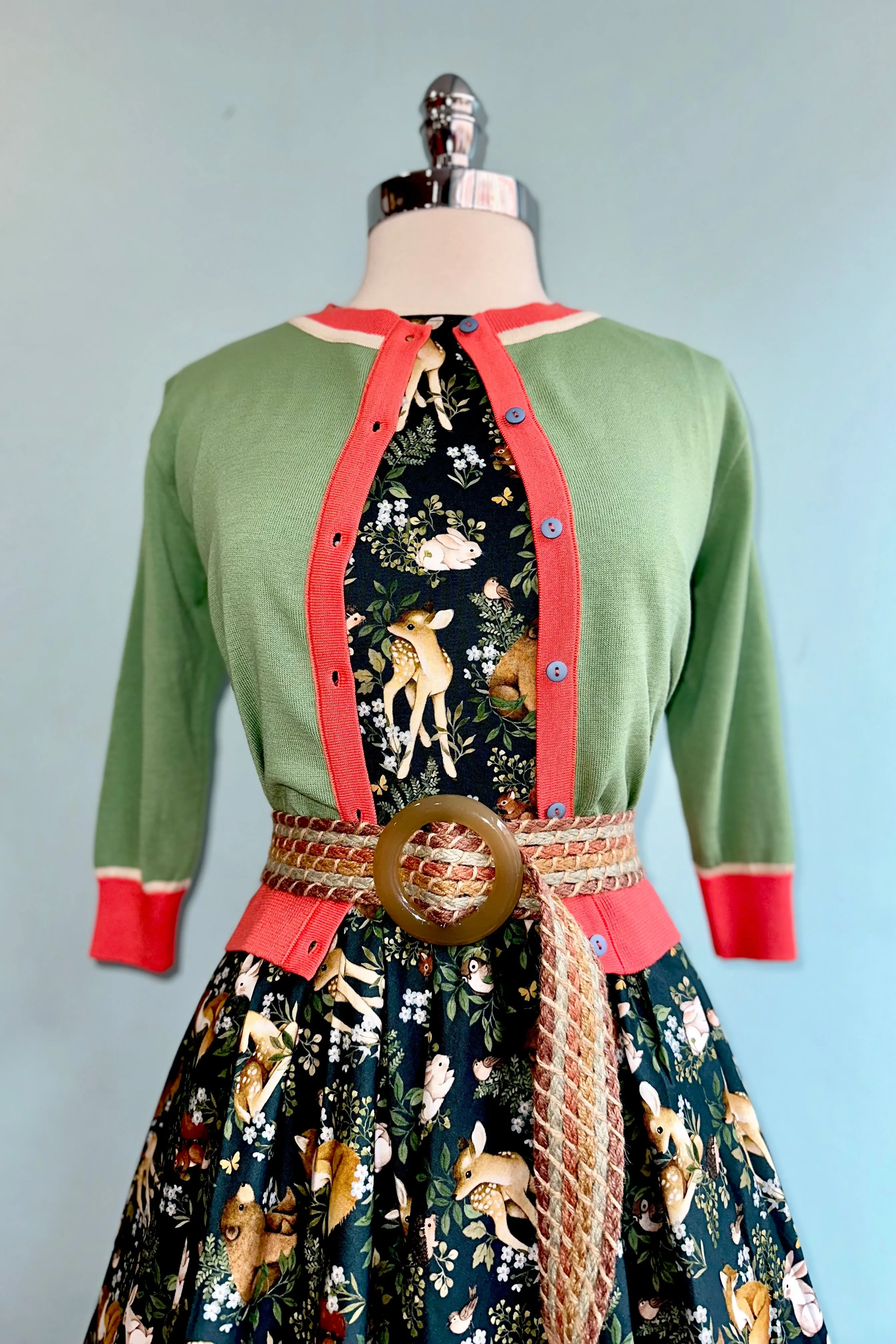 Dark Teal Woodland Animals Midi Dress by Retrolicious